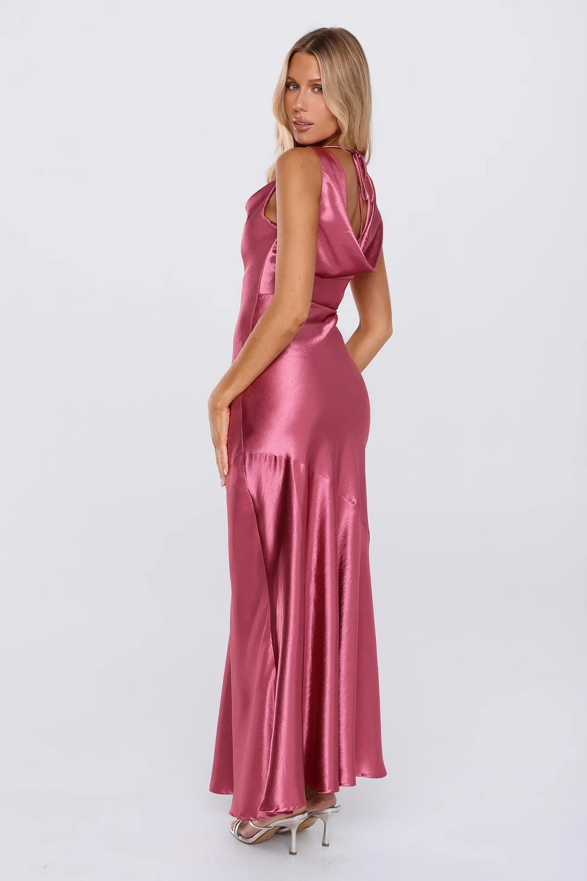 Signature Energy Satin Maxi Dress Magenta