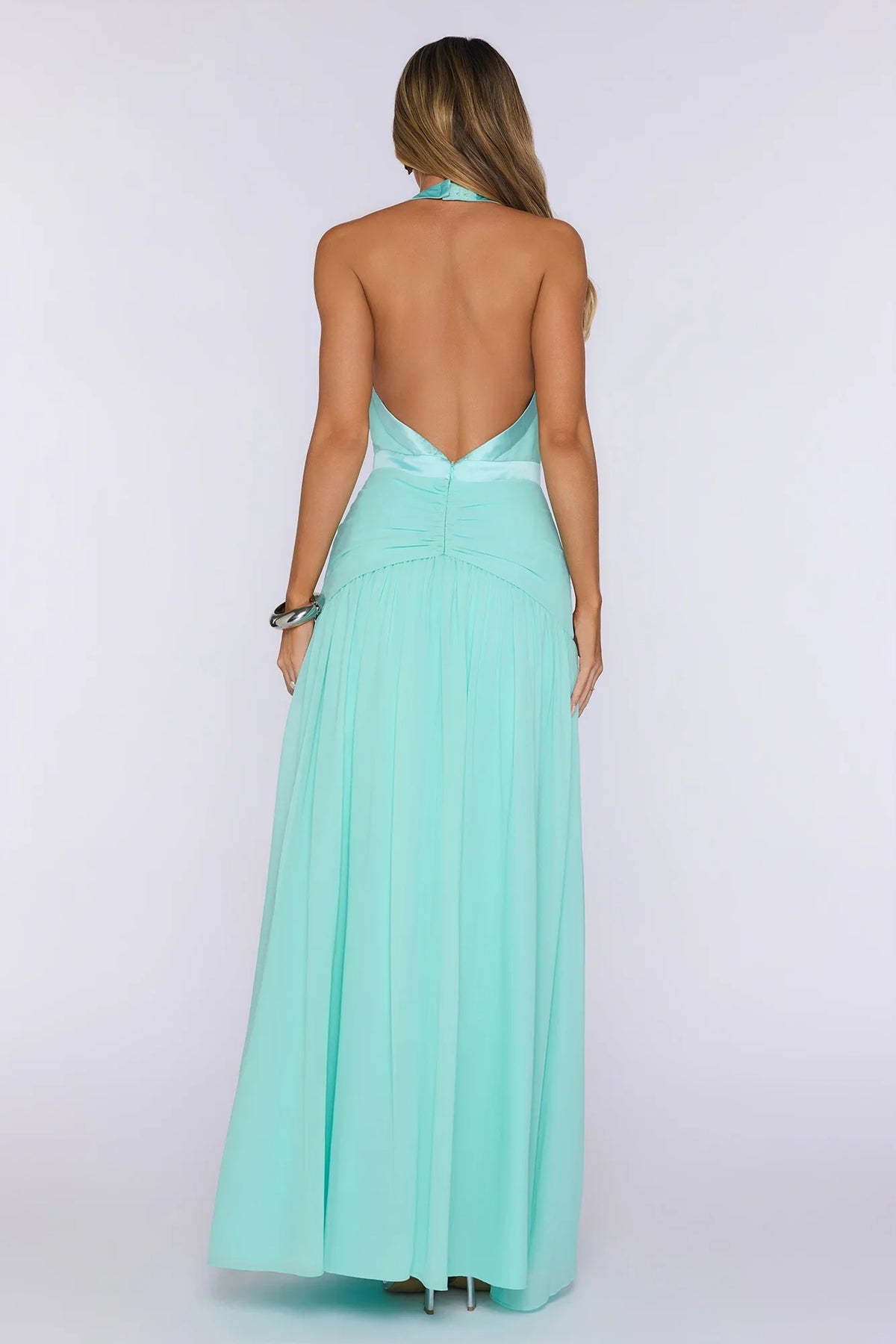 Radiance Meets Style Halter Maxi Dress Mint