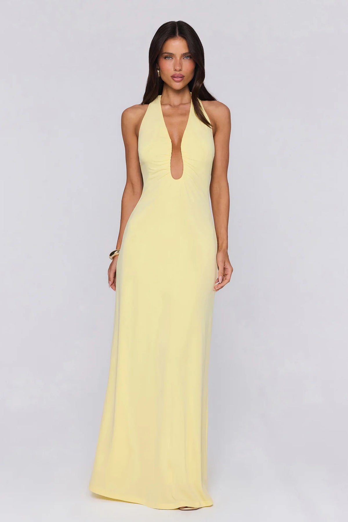 Style Protocol Halter Maxi Dress Yellow