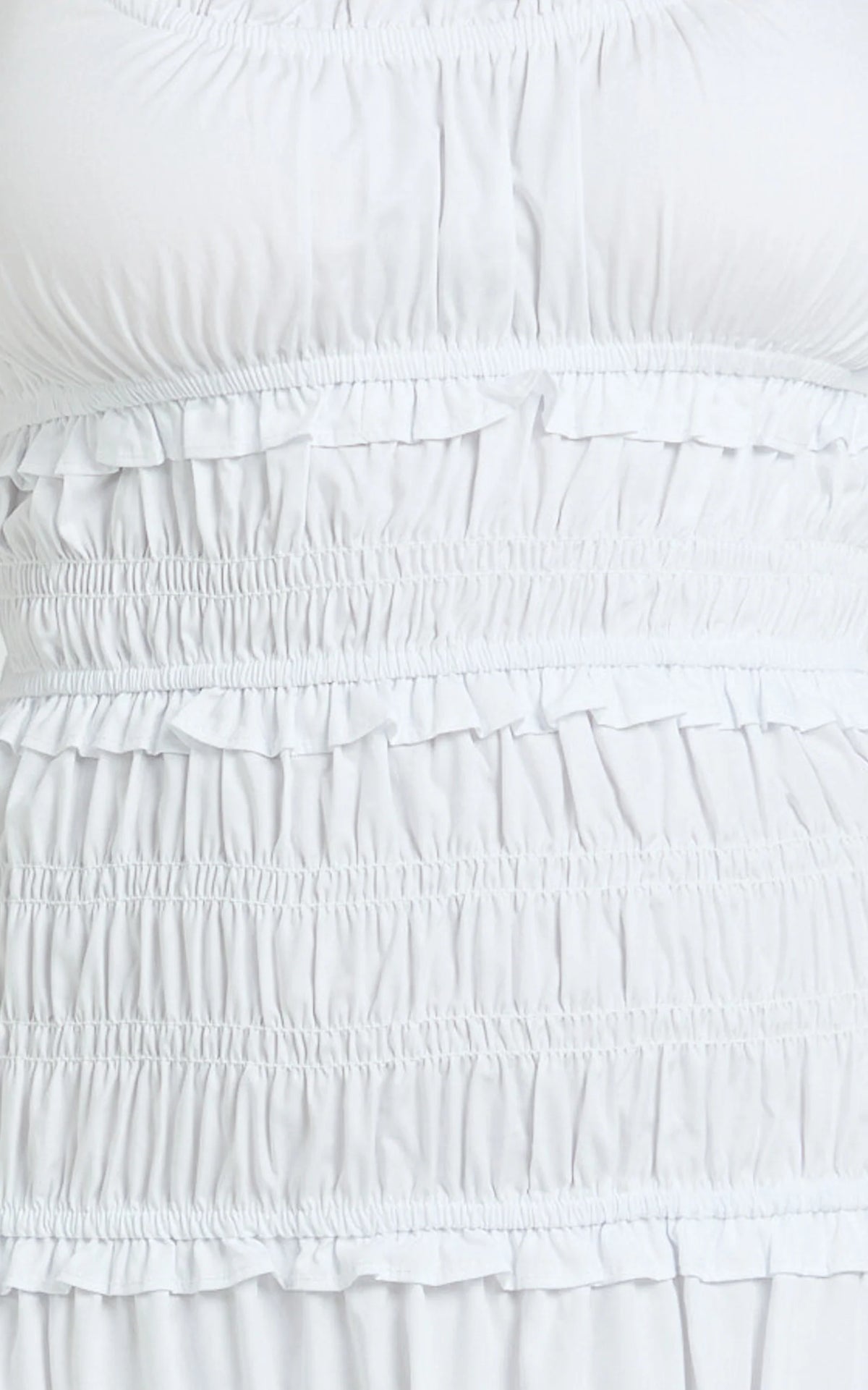 Cami Midi Dress - Rushed Bodice Dress in White