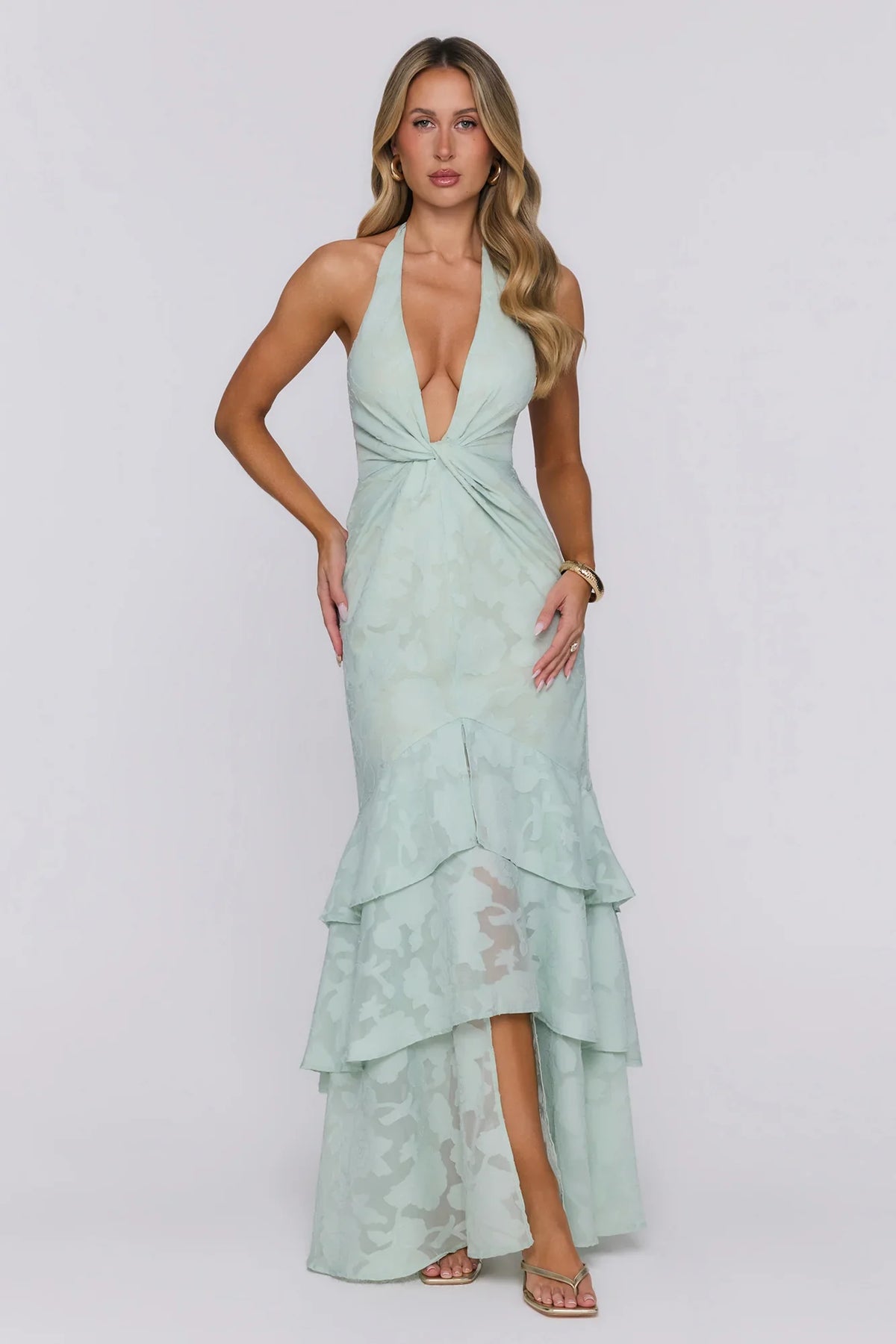 Take The Chance Halter Maxi Dress Sage