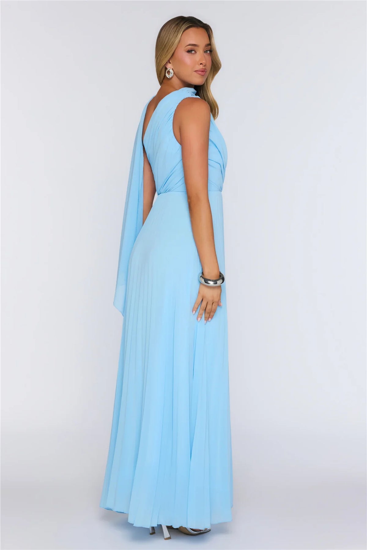 Rosy Romance One Shoulder Maxi Dress Blue