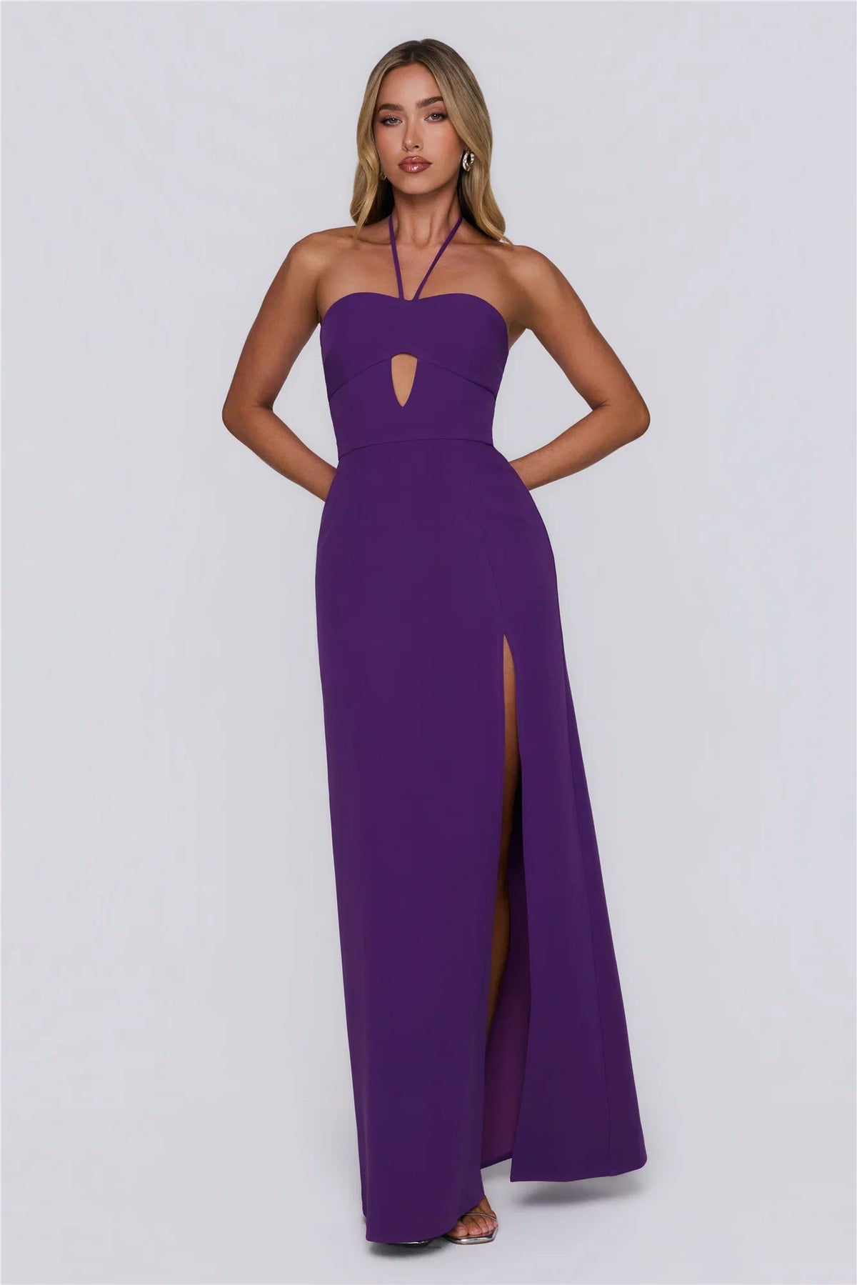 Sea Whisper Halter Maxi Dress Purple