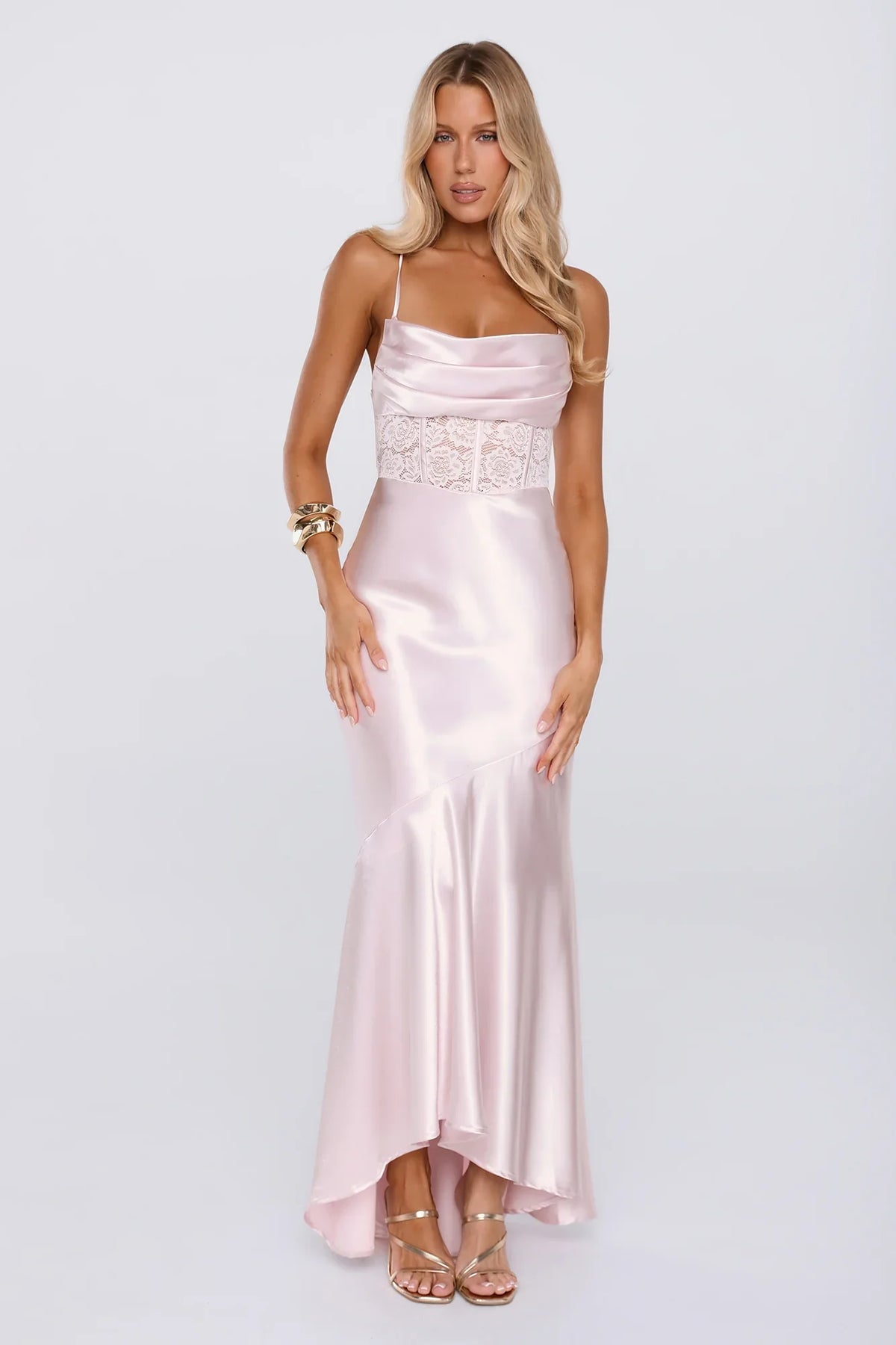 Silker Moments Satin Maxi Dress Pink