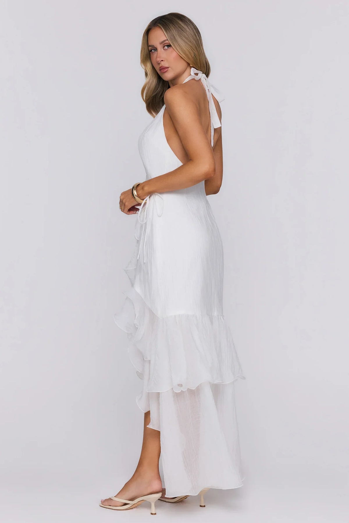 Her Extravaganza Halter Maxi Dress White