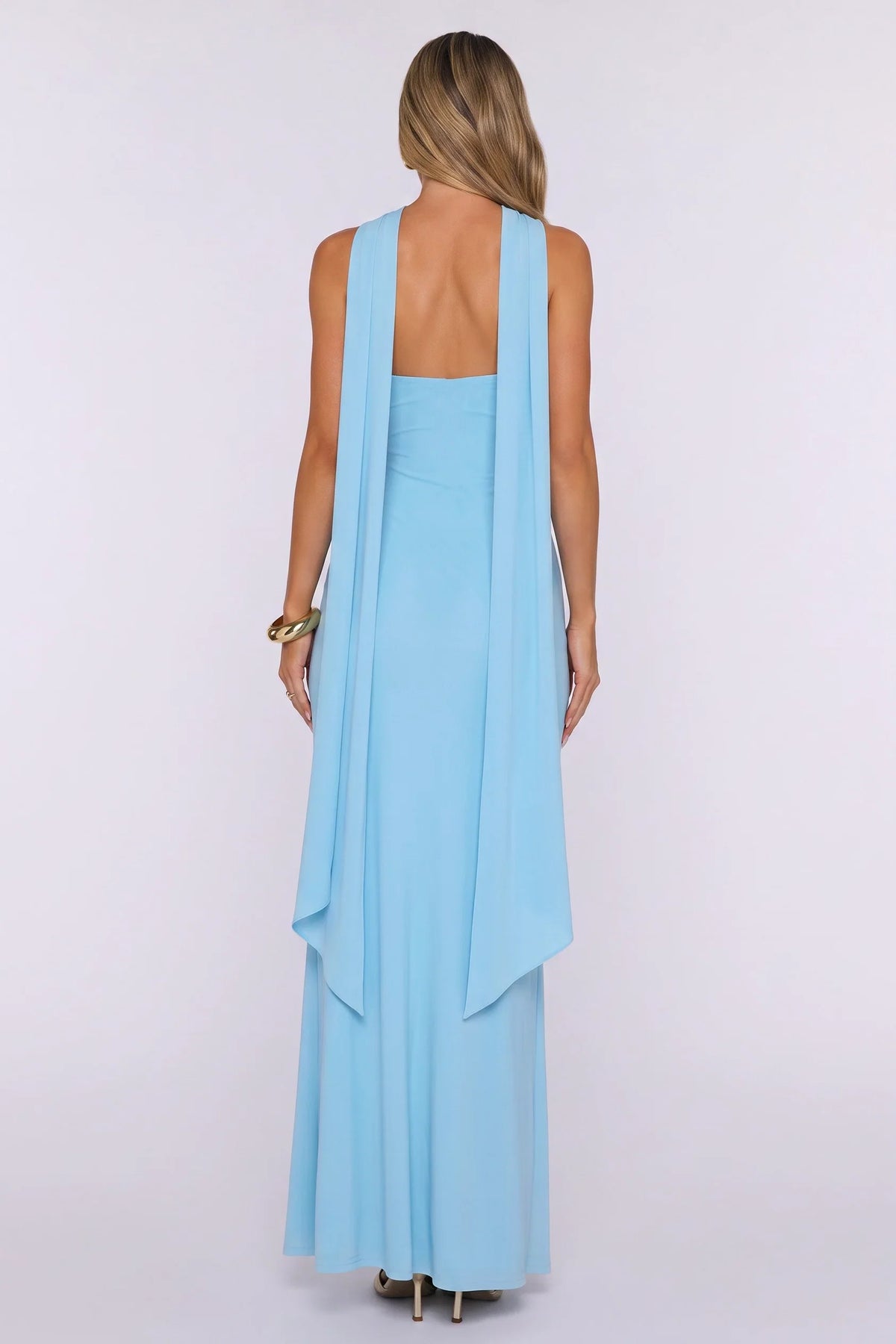 Day To Night Luxe Strapless Maxi Dress Blue