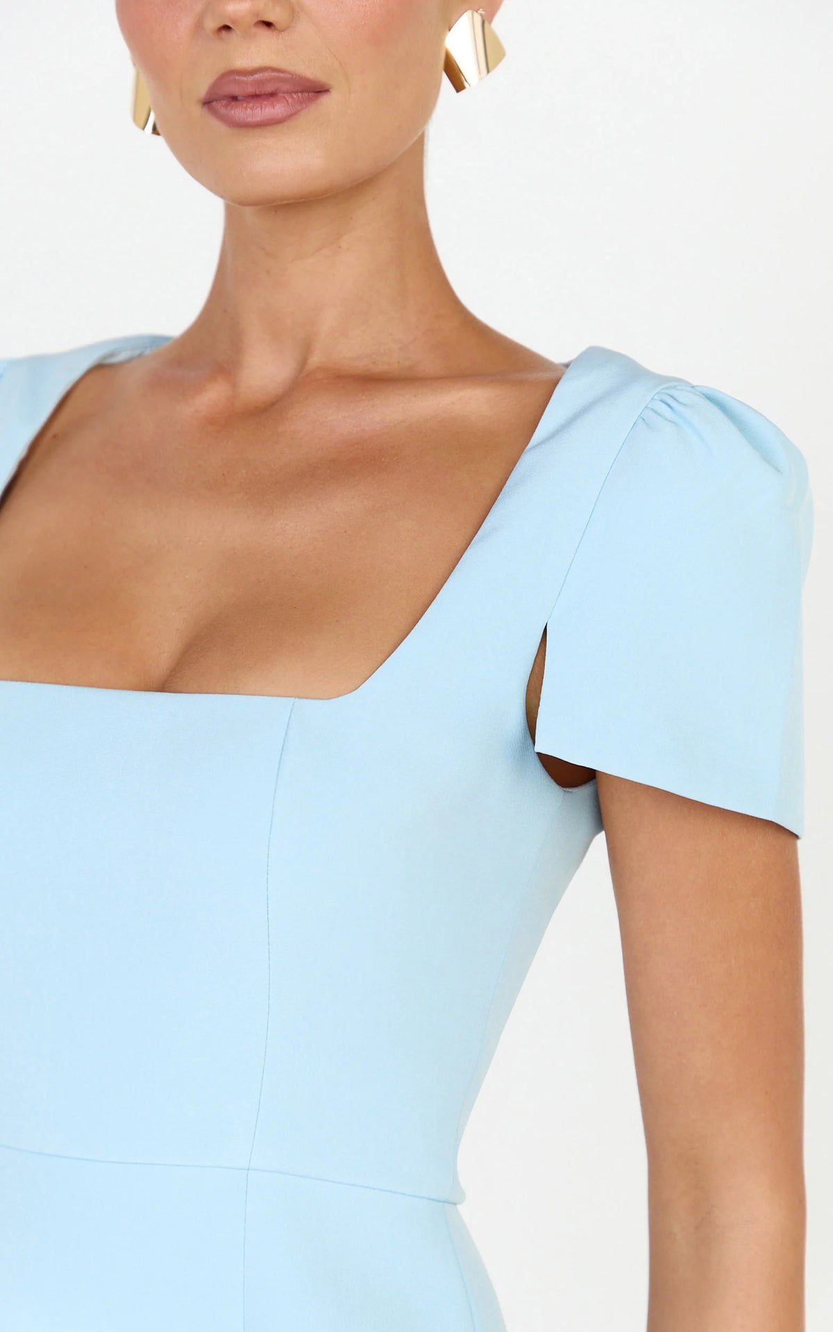 Zinnia Mini Dress - Square Neck Tulip Dress in Blue