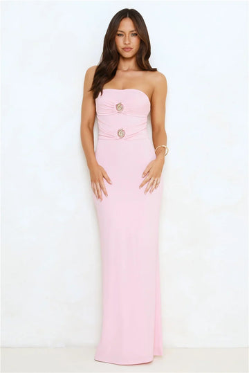 Seashore Dreaming Strapless Maxi Dress Pink