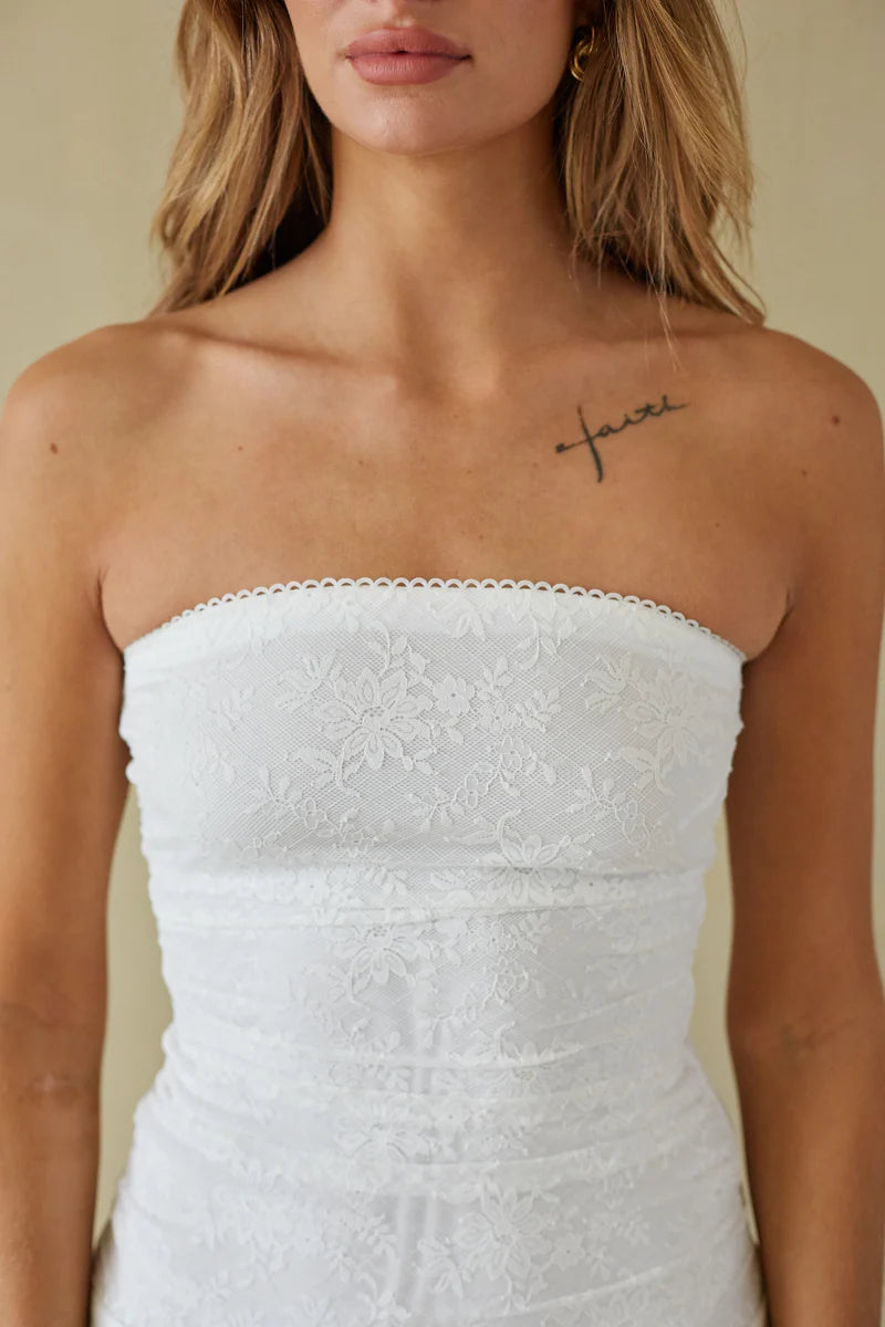 Kya Lace Ruched Mini Dress