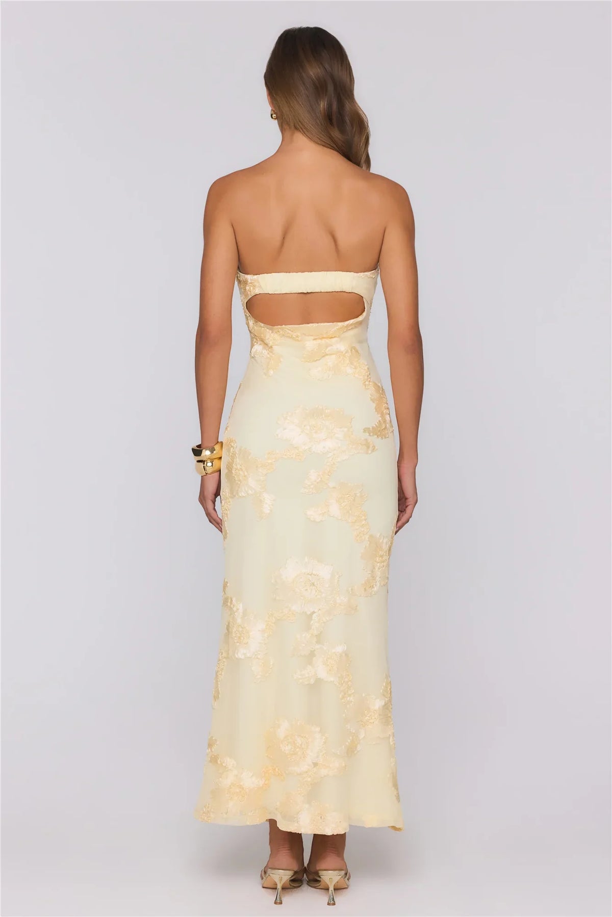Honey Waves Strapless Maxi Dress Yellow