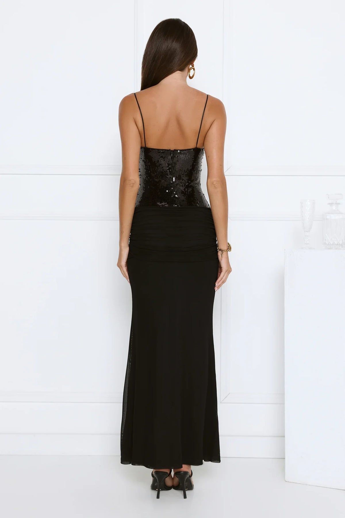 Midnight Shine Sequin Maxi Dress Black