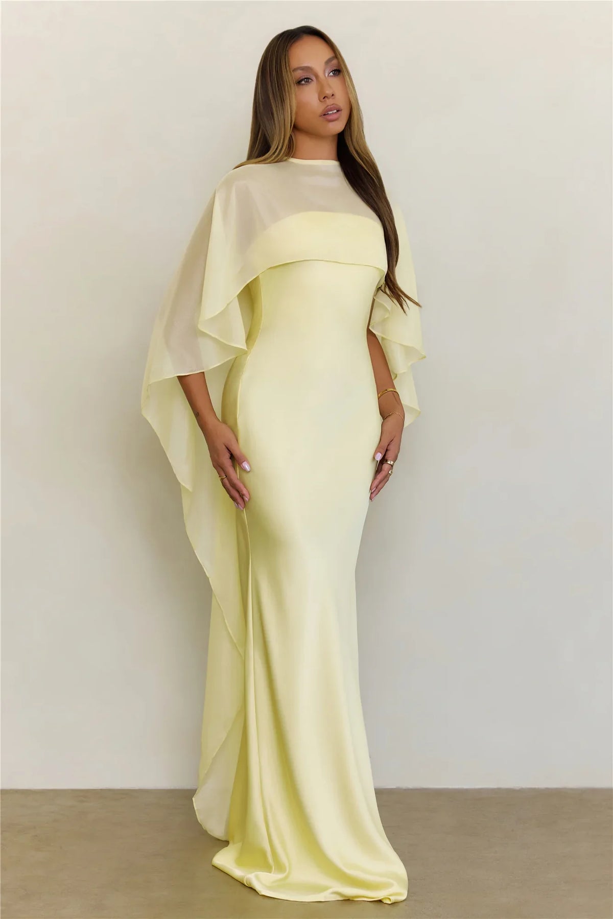 Love Locked In Sheer Overlay Maxi Dress Butter