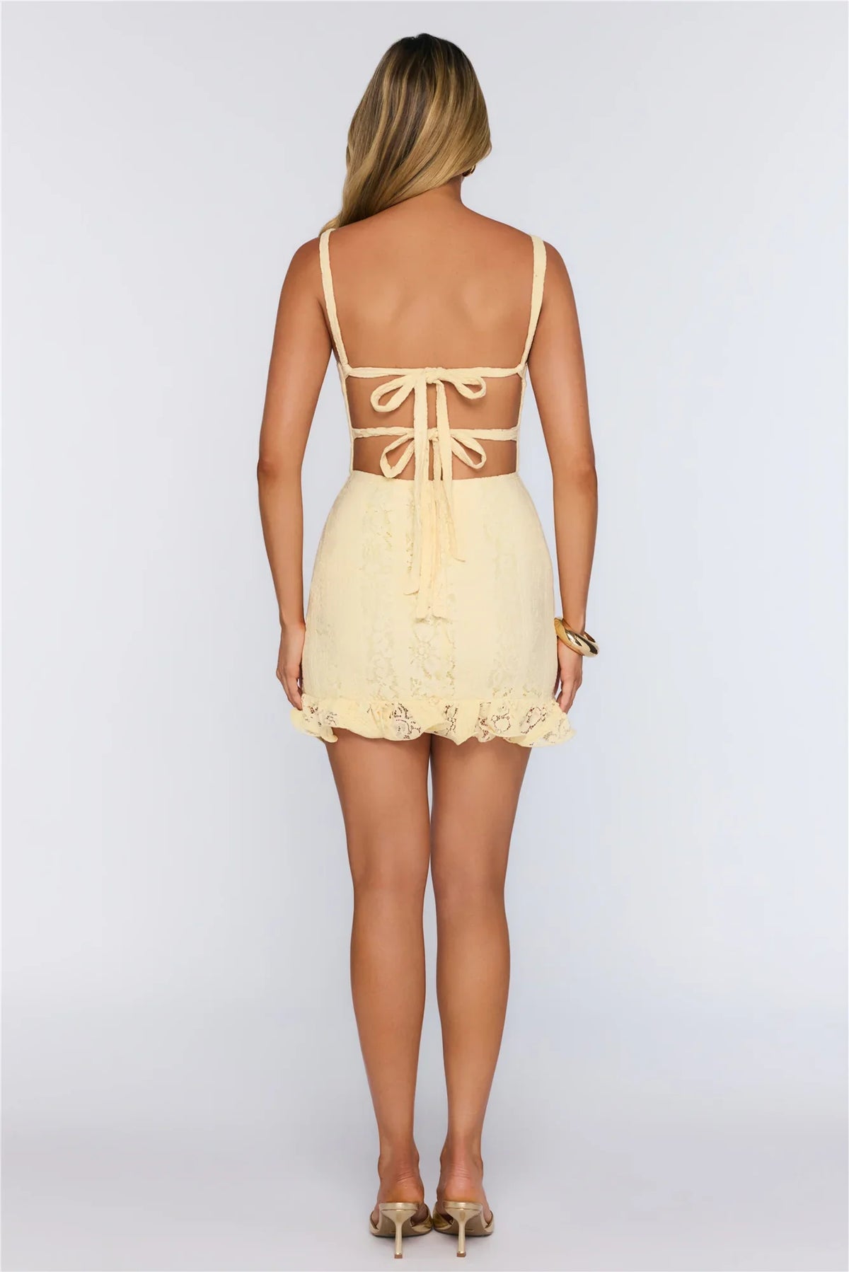 Effortless Bloom Lace Mini Dress Yellow