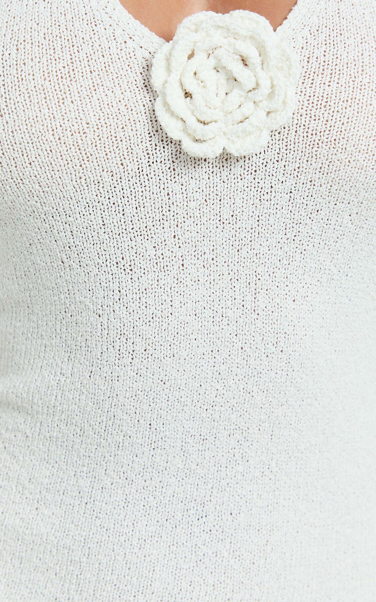 Nikola Midi Dress - Plunge Halter High Split Knit Dress in Cream
