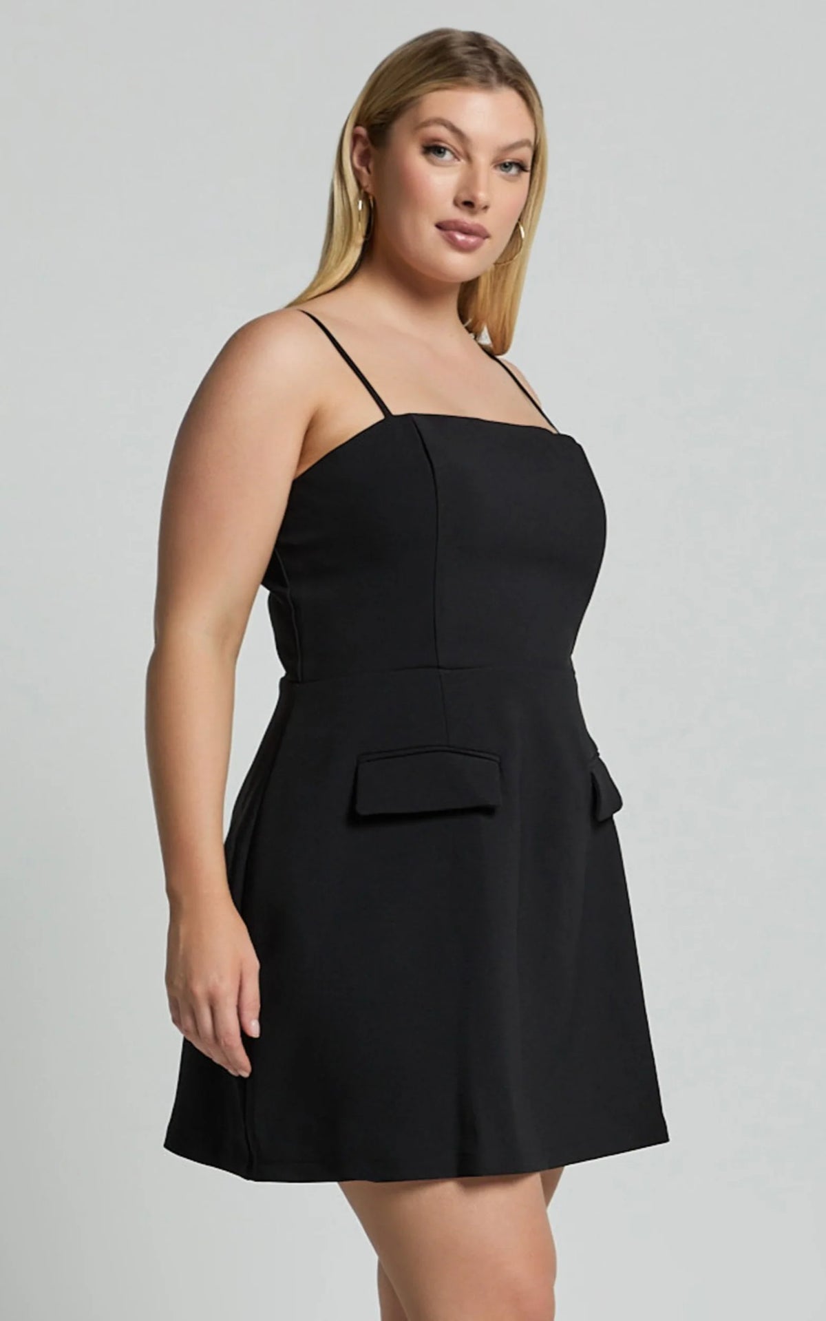 Katia Mini Dress - Strappy Corset A Line Dress in Black