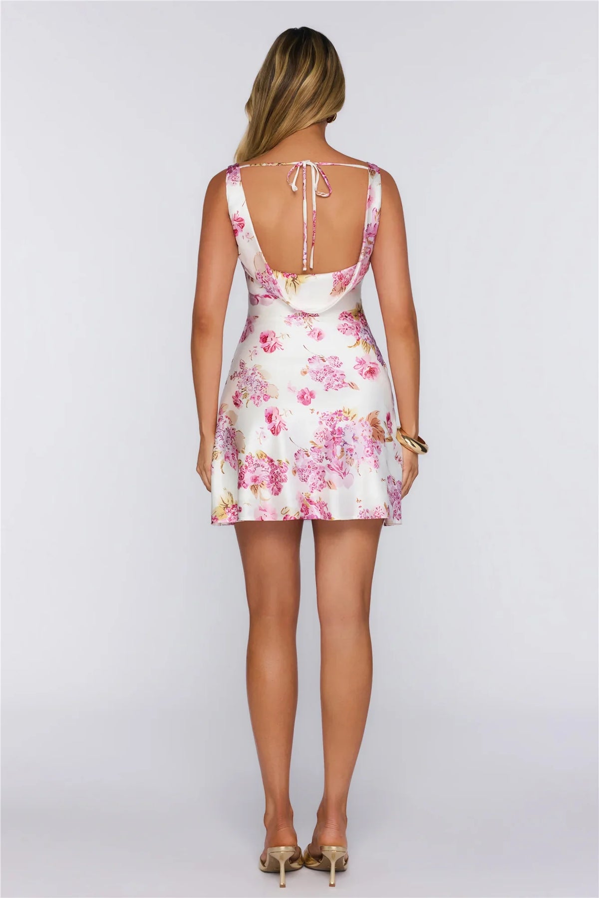 Ribbon Romance Satin Mini Dress Floral