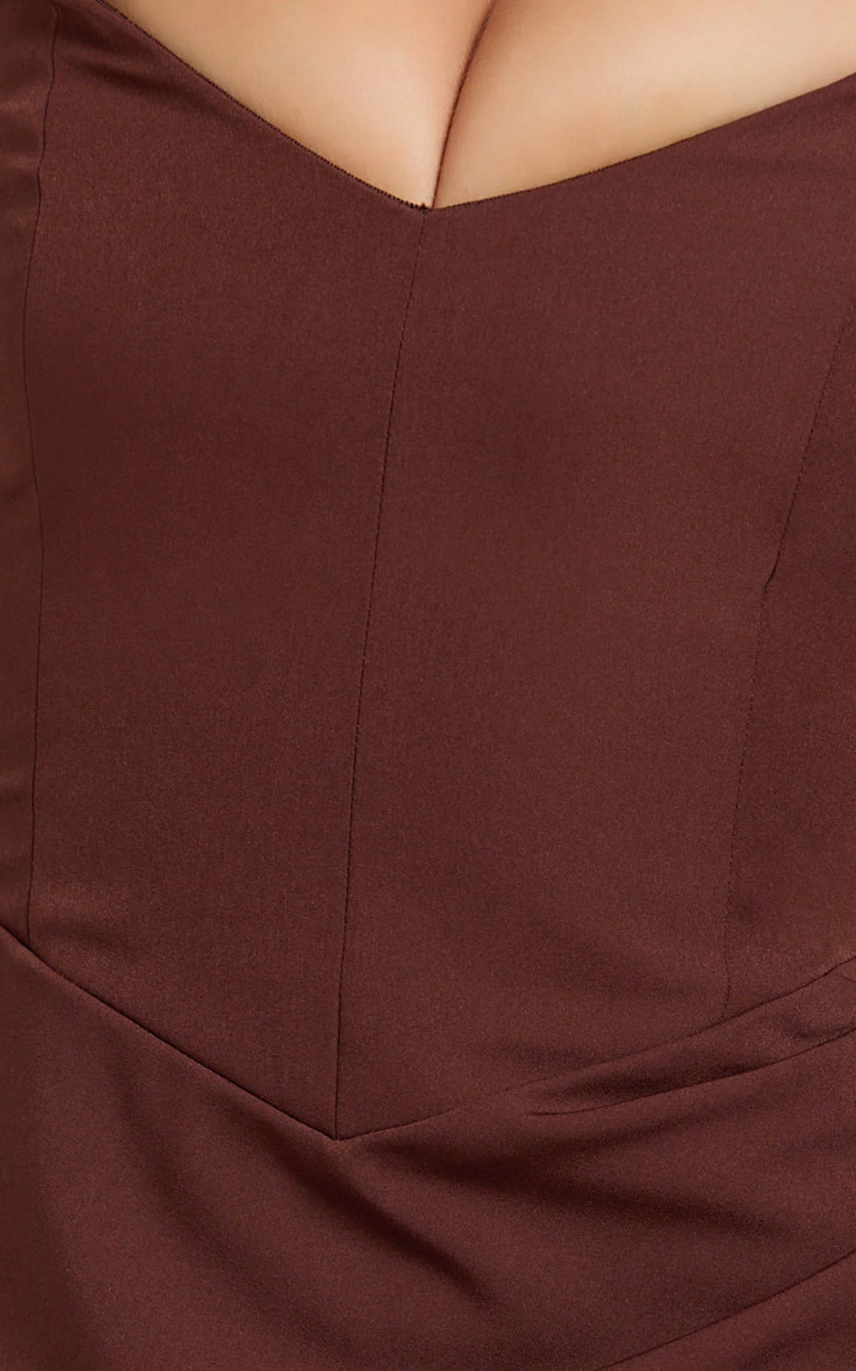 Veronika Maxi Dress - Off Shoulder Plunge High Split Dress in Chocolate