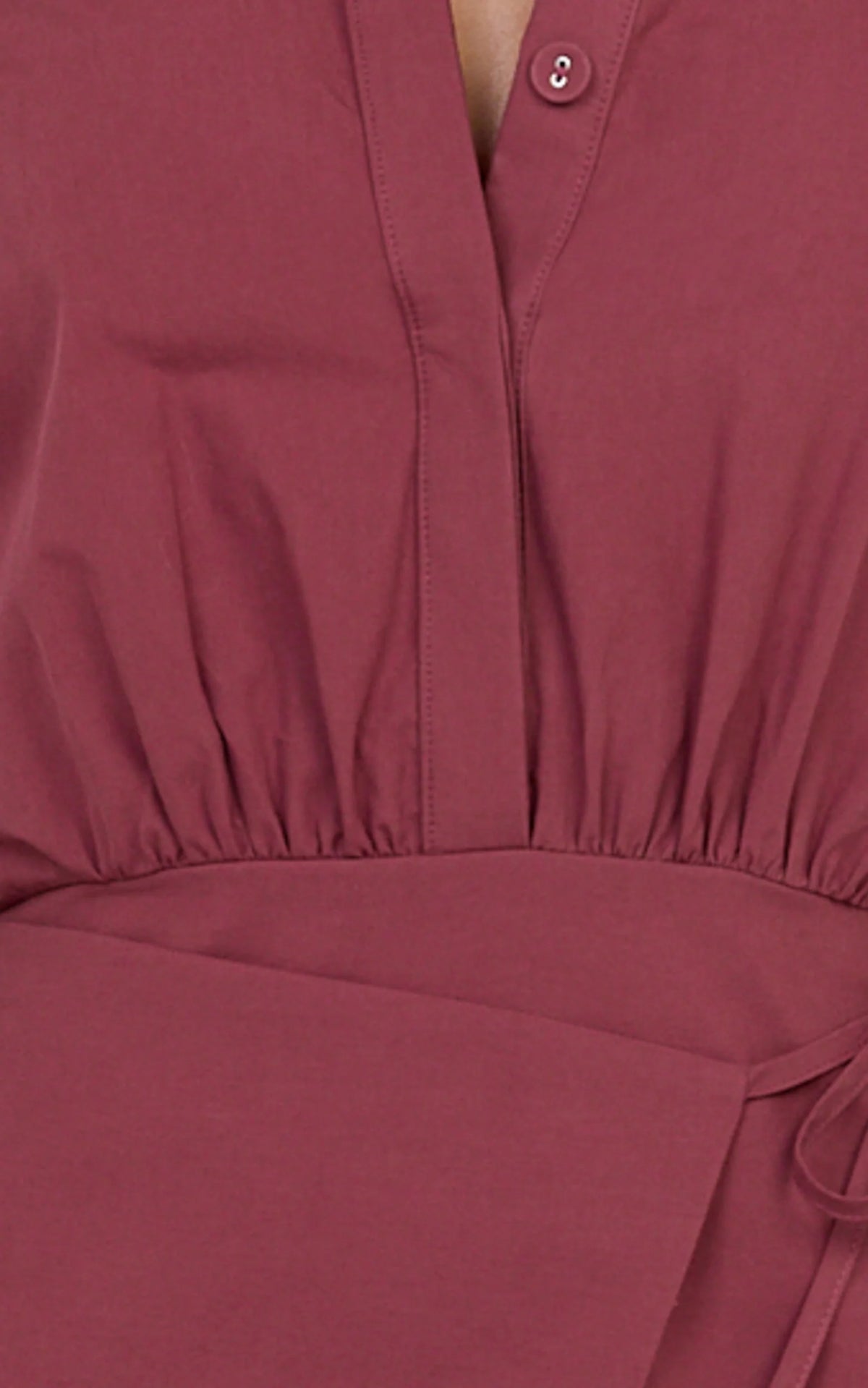 Heath Mini Dress - Collared Button Up Shirt Dress in Wine