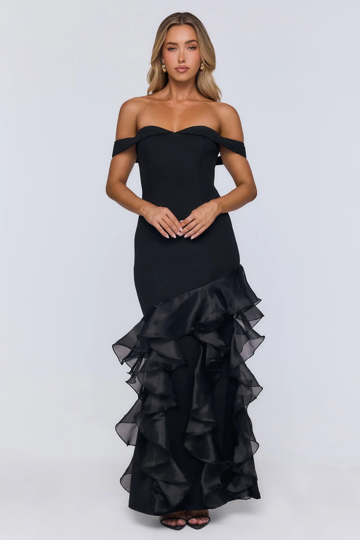 Night Of Fashion Off Shoulder Maxi Dress Black