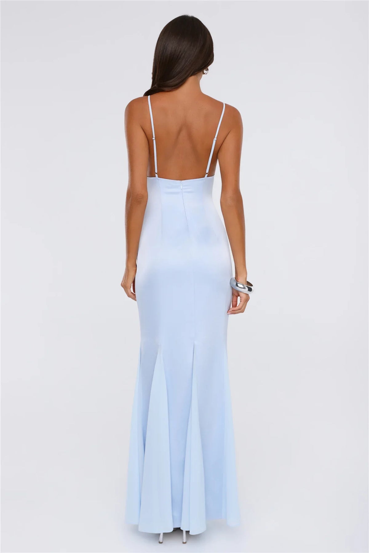 Flirty Petal Pop Satin Maxi Dress Blue