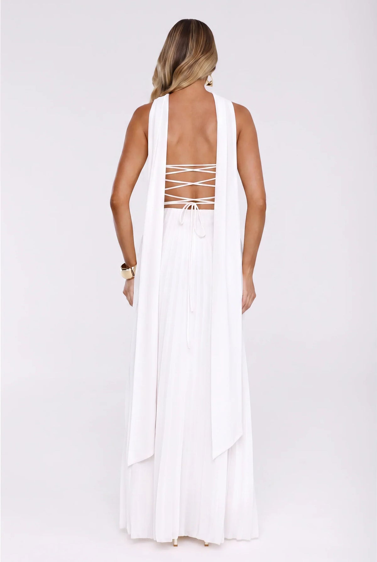 Sugar Babe Strapless Pleated Maxi Dress White