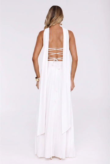 Sugar Babe Strapless Pleated Maxi Dress White