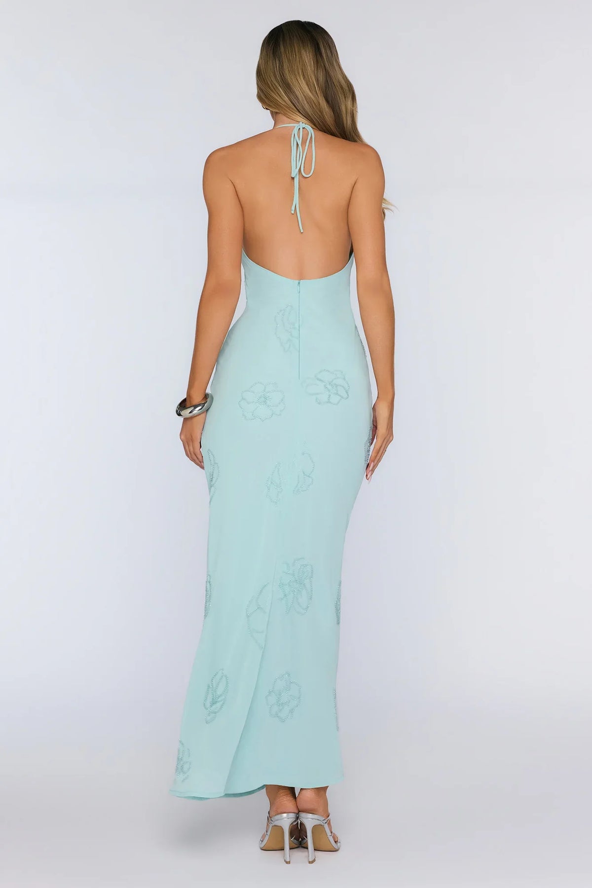 Soft Glow Up Halter Maxi Dress Aqua