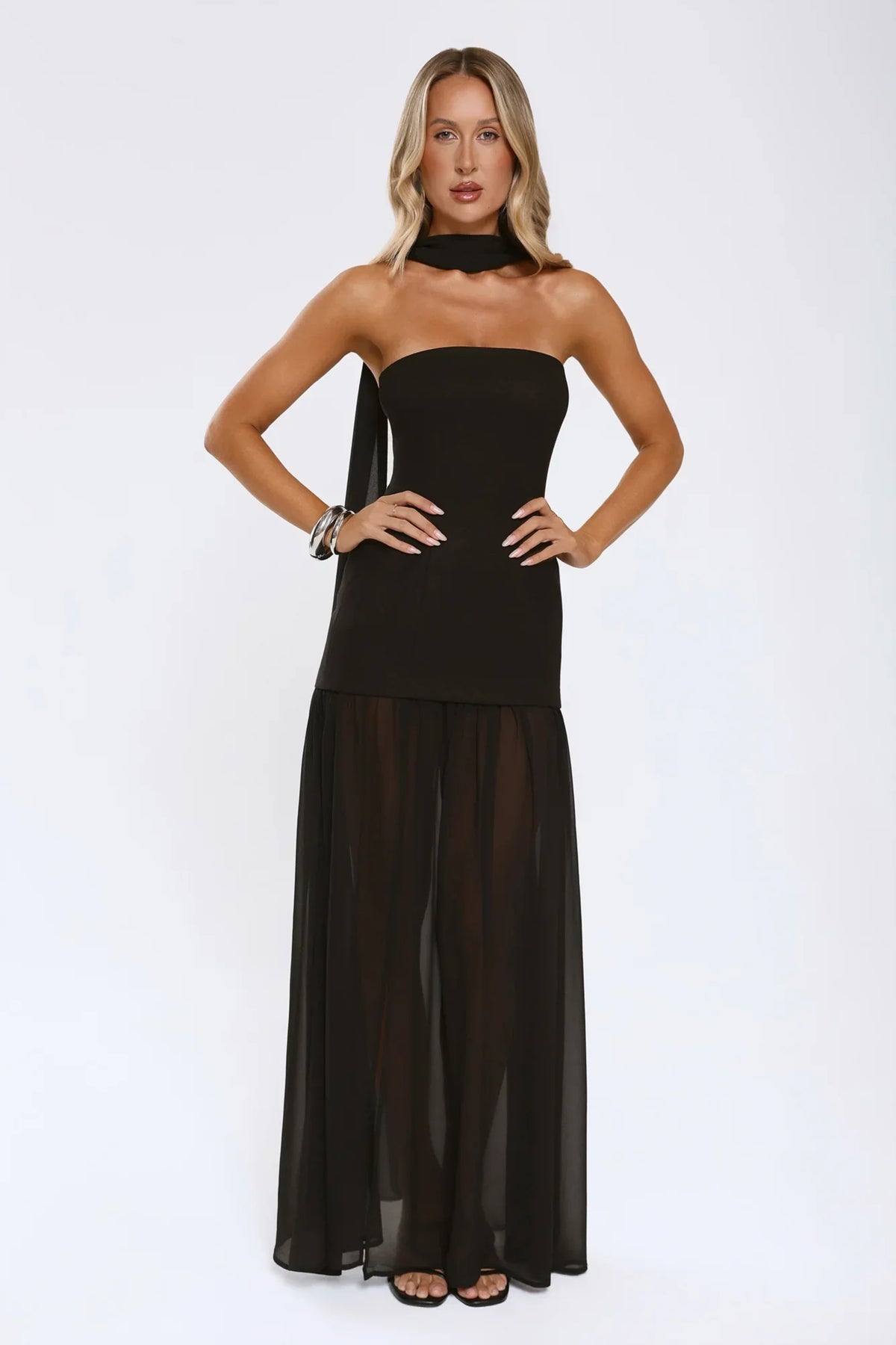 Formal Event Strapless Maxi Dress Black