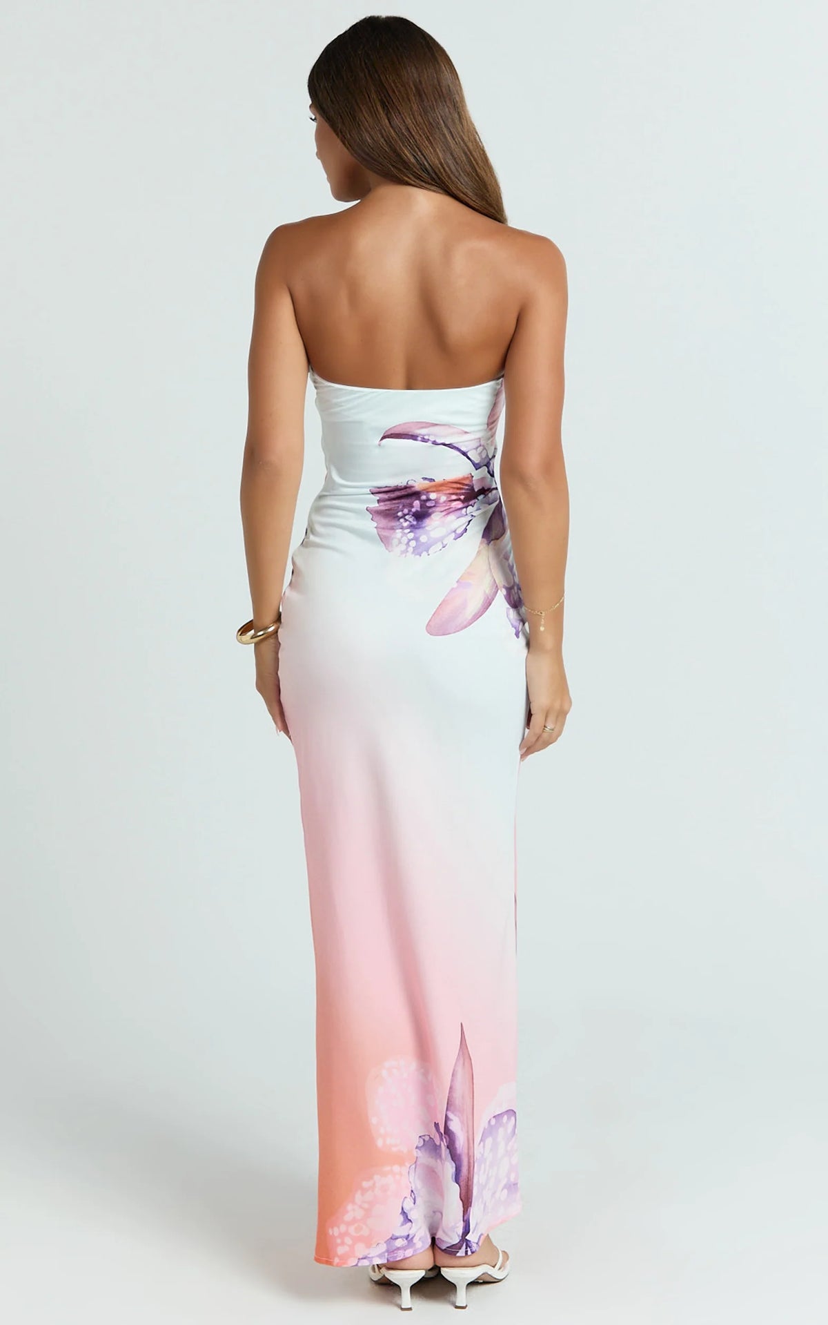 Elouise Maxi Dress - Strapless Dress in Orchid Ombre