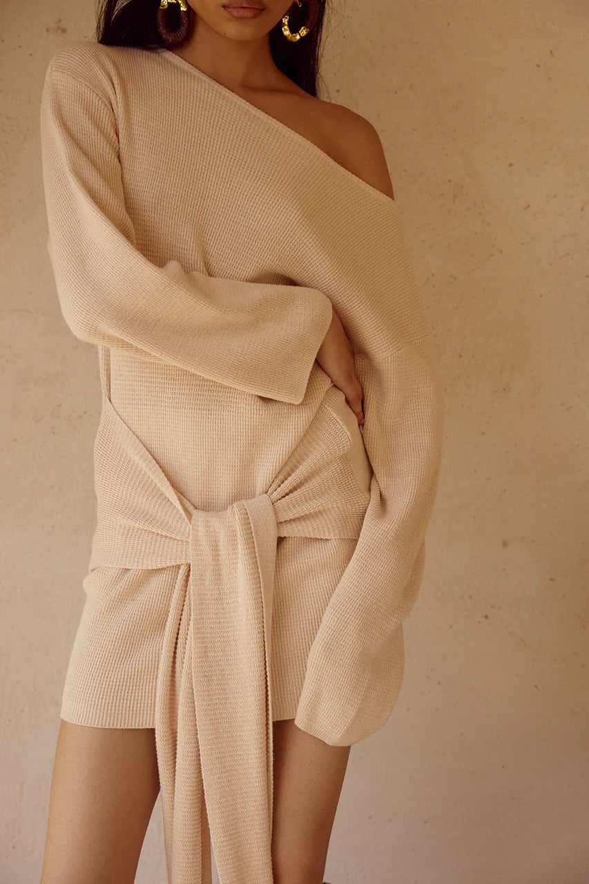 HIMARI KNIT MINI DRESS - SAND