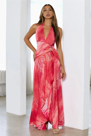 Style Influence Halter Maxi Dress Red