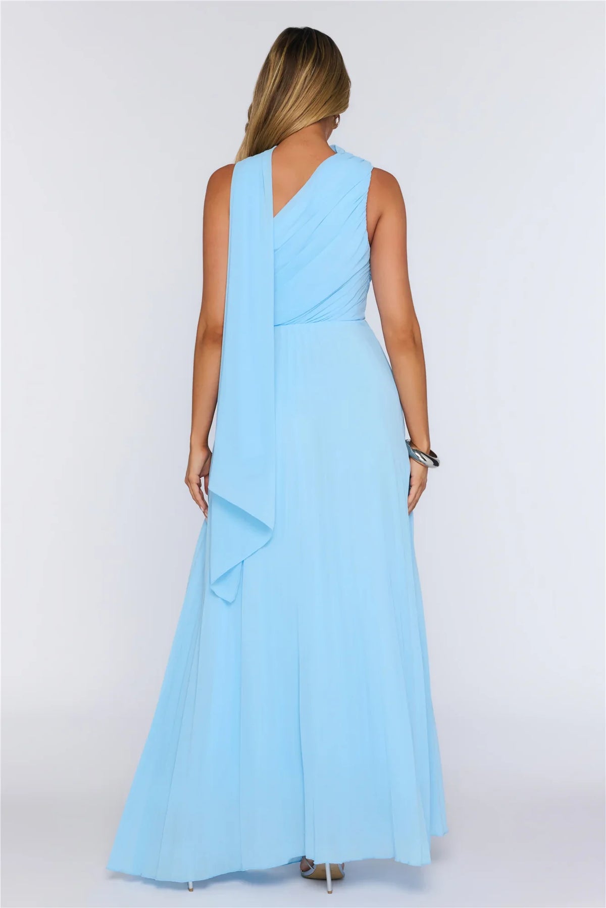Rosy Romance One Shoulder Maxi Dress Blue