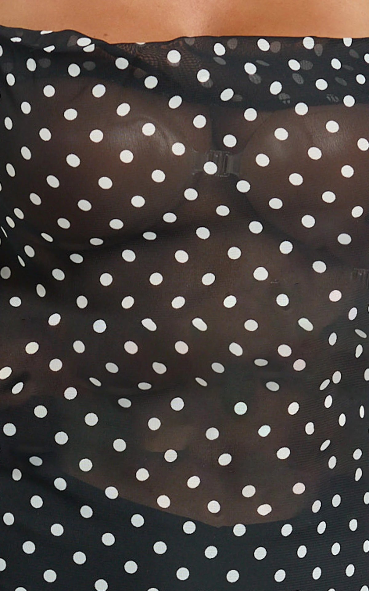 Dalton Maxi Dress - Cowl Neck Tie Back Dress in Black/White Polkadot