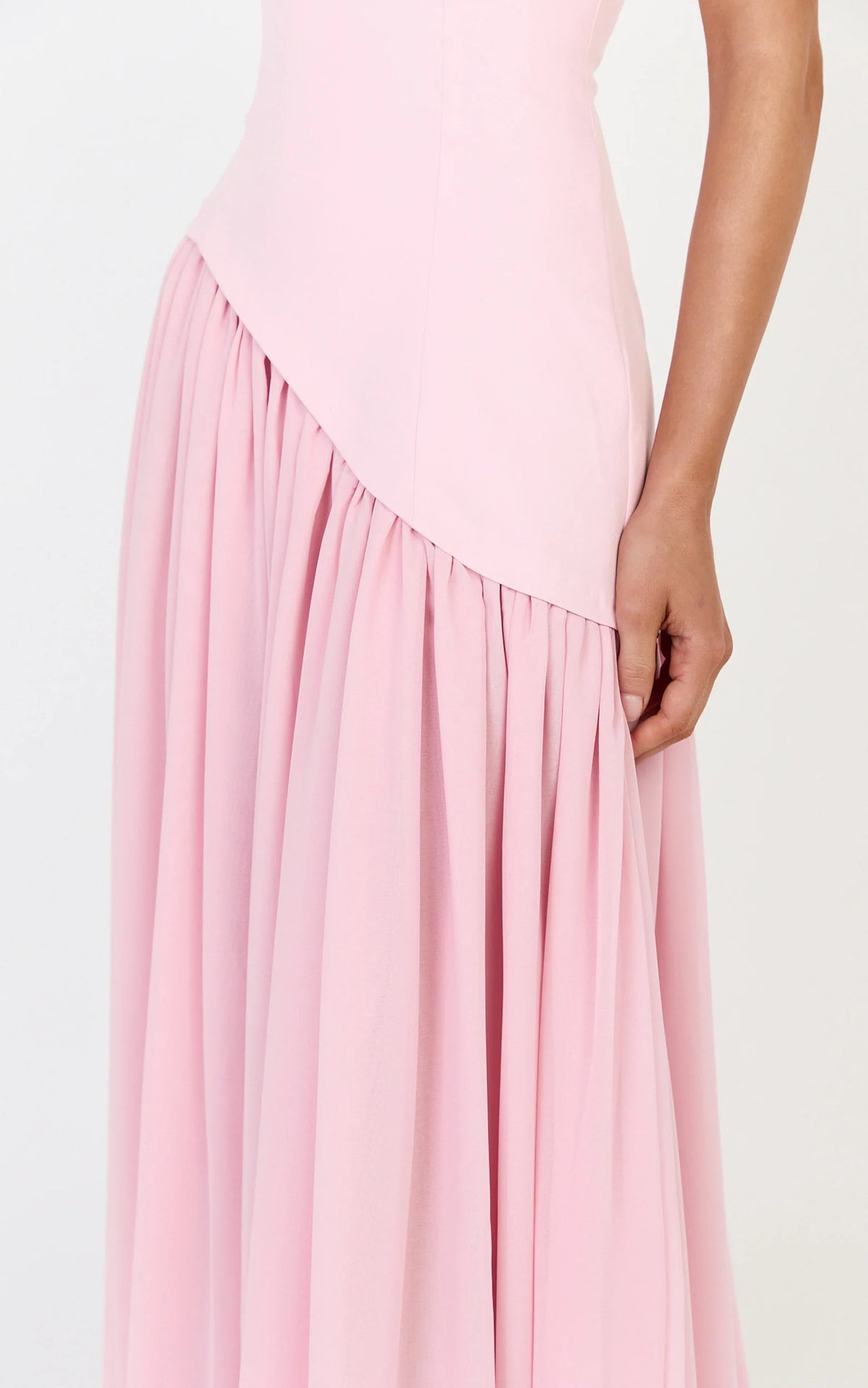 Calla Maxi Dress - Halter Neck Asymmetric Dropped Waist Dress in Pink
