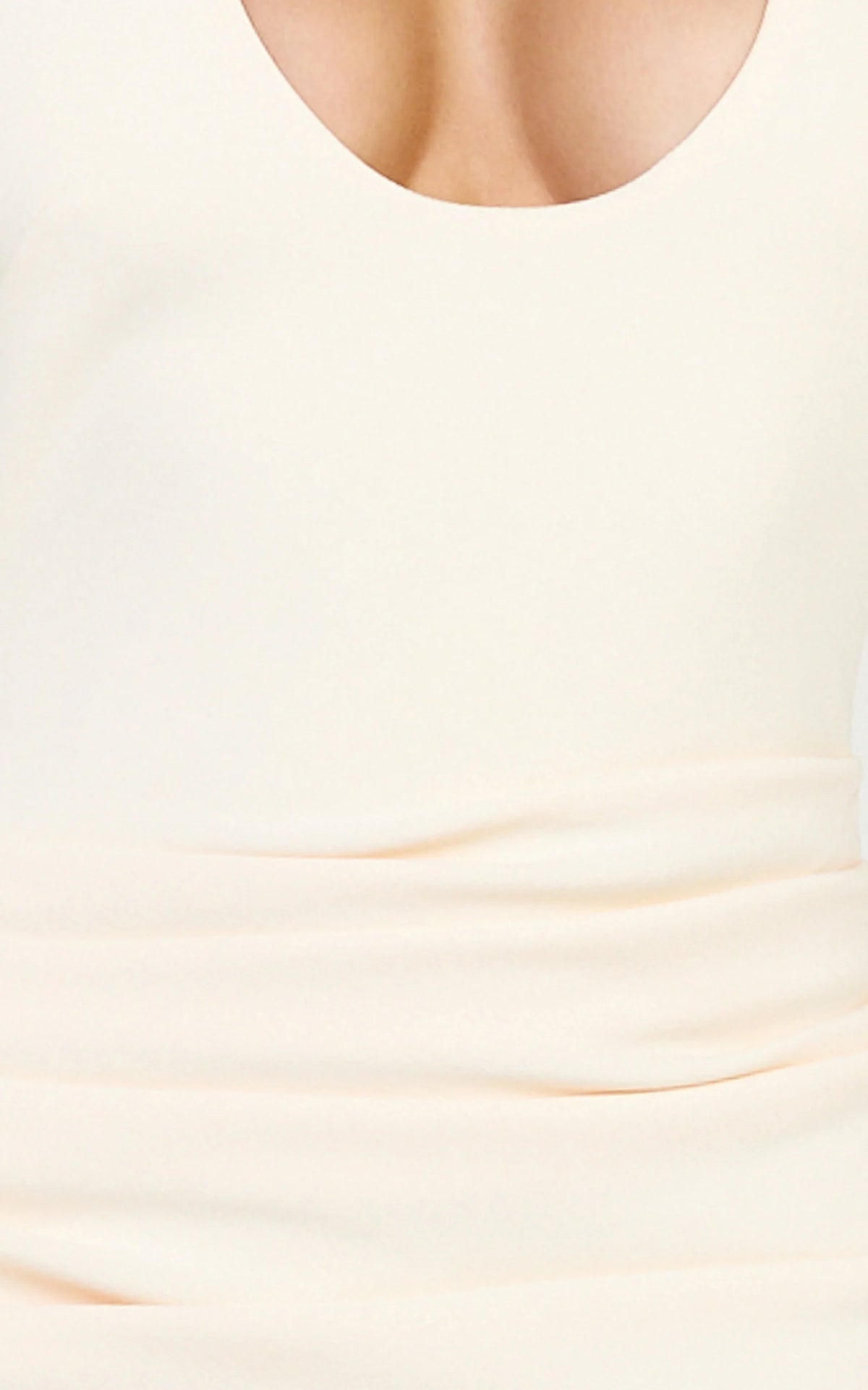 Lani Midi Dress - Scooped Neckline Draped Skirt Halter Dress in Cream