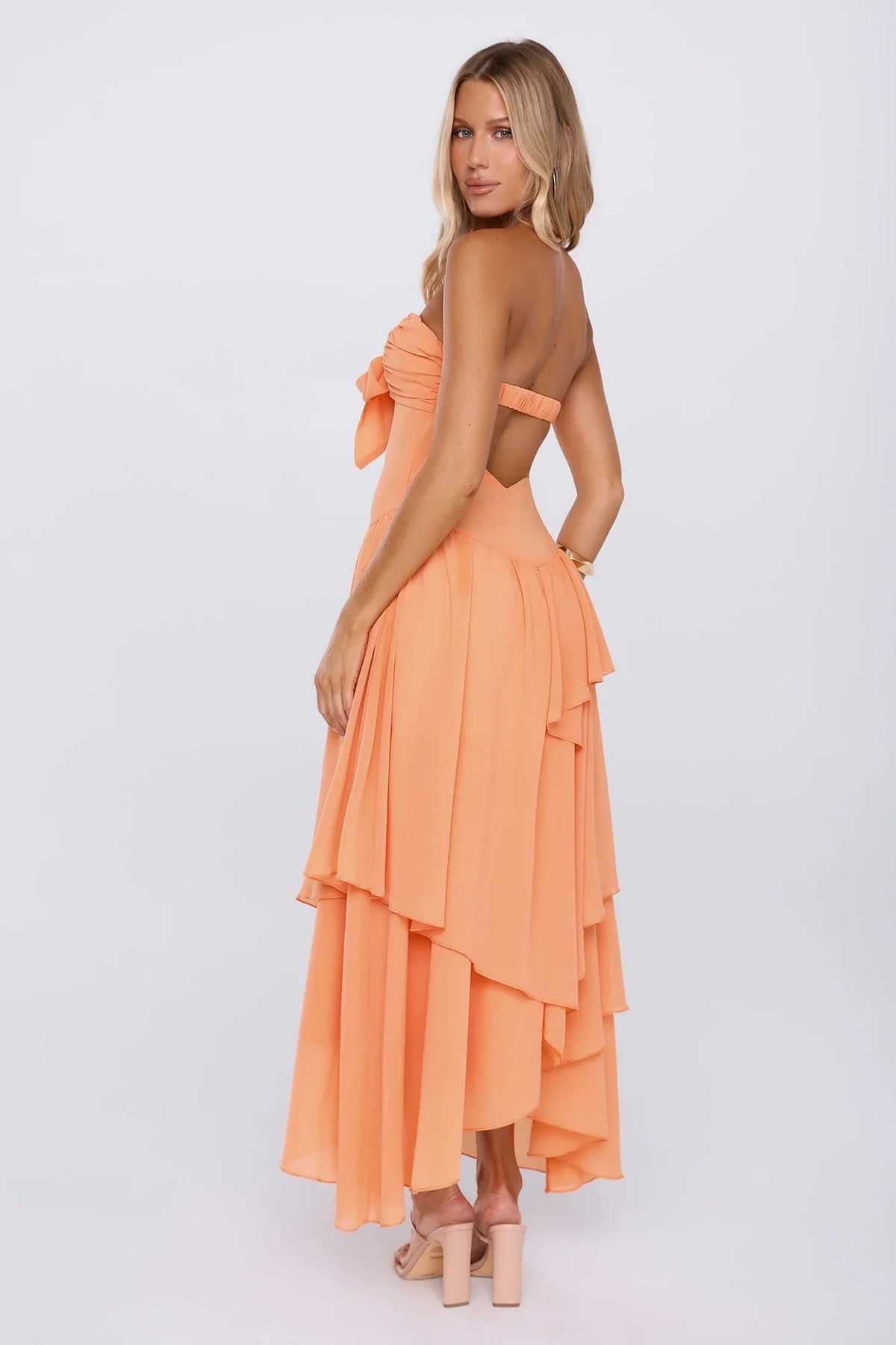 Made To Shine Strapless Maxi Dress Orange