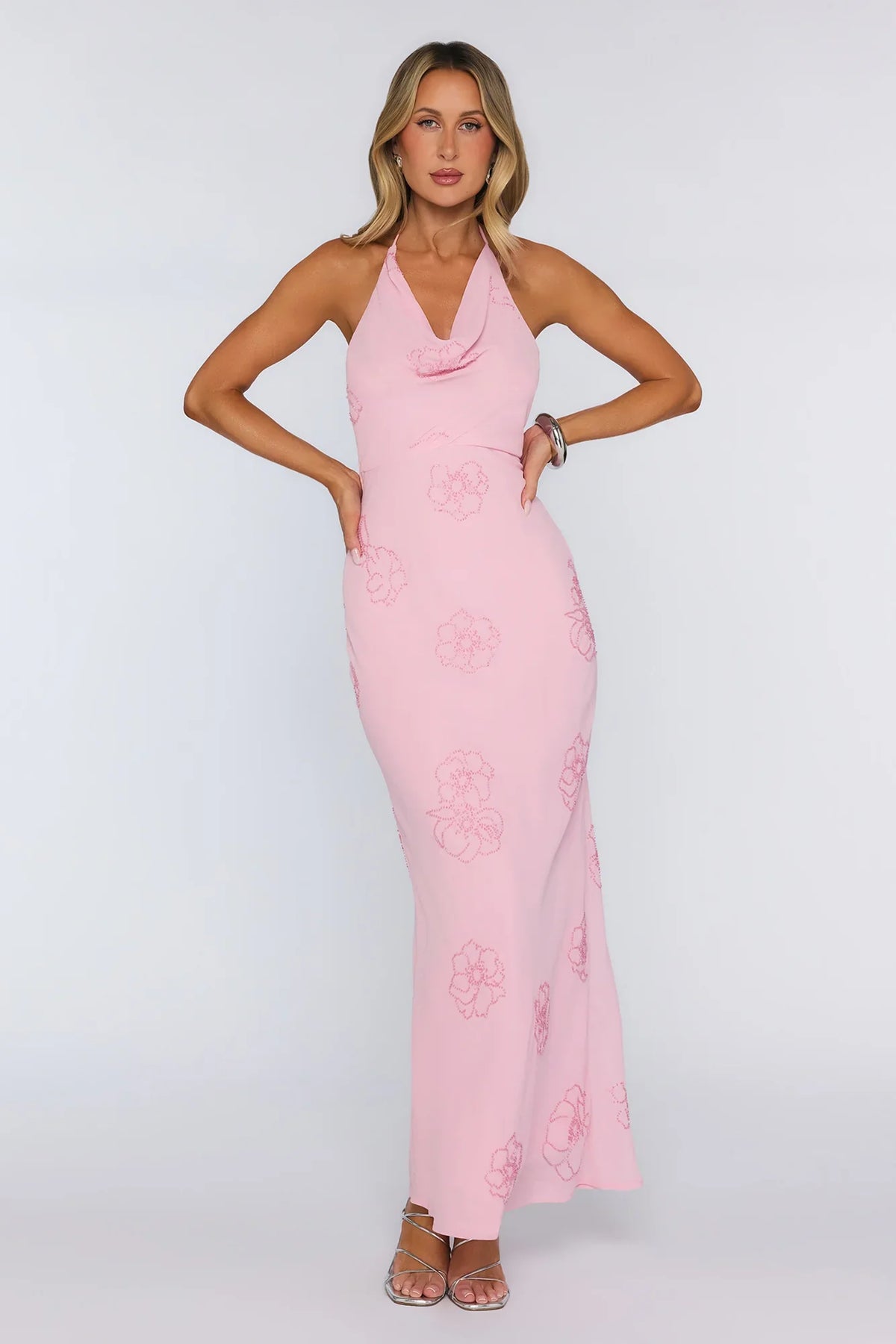 Soft Glow Up Halter Maxi Dress Pink