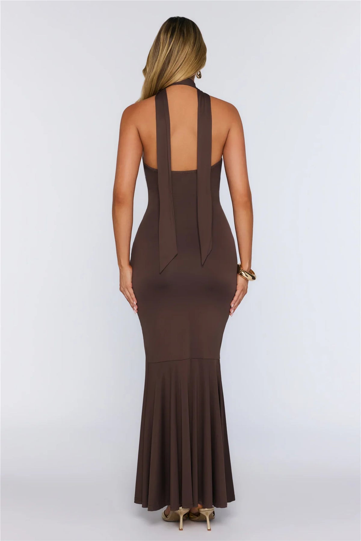 Pretty In Motion Halter Maxi Chocolate