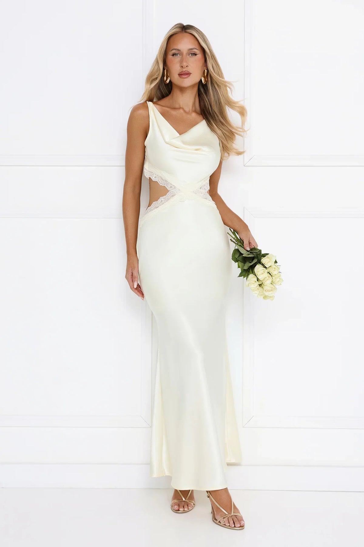 Metro Nights Satin Maxi Dress Yellow