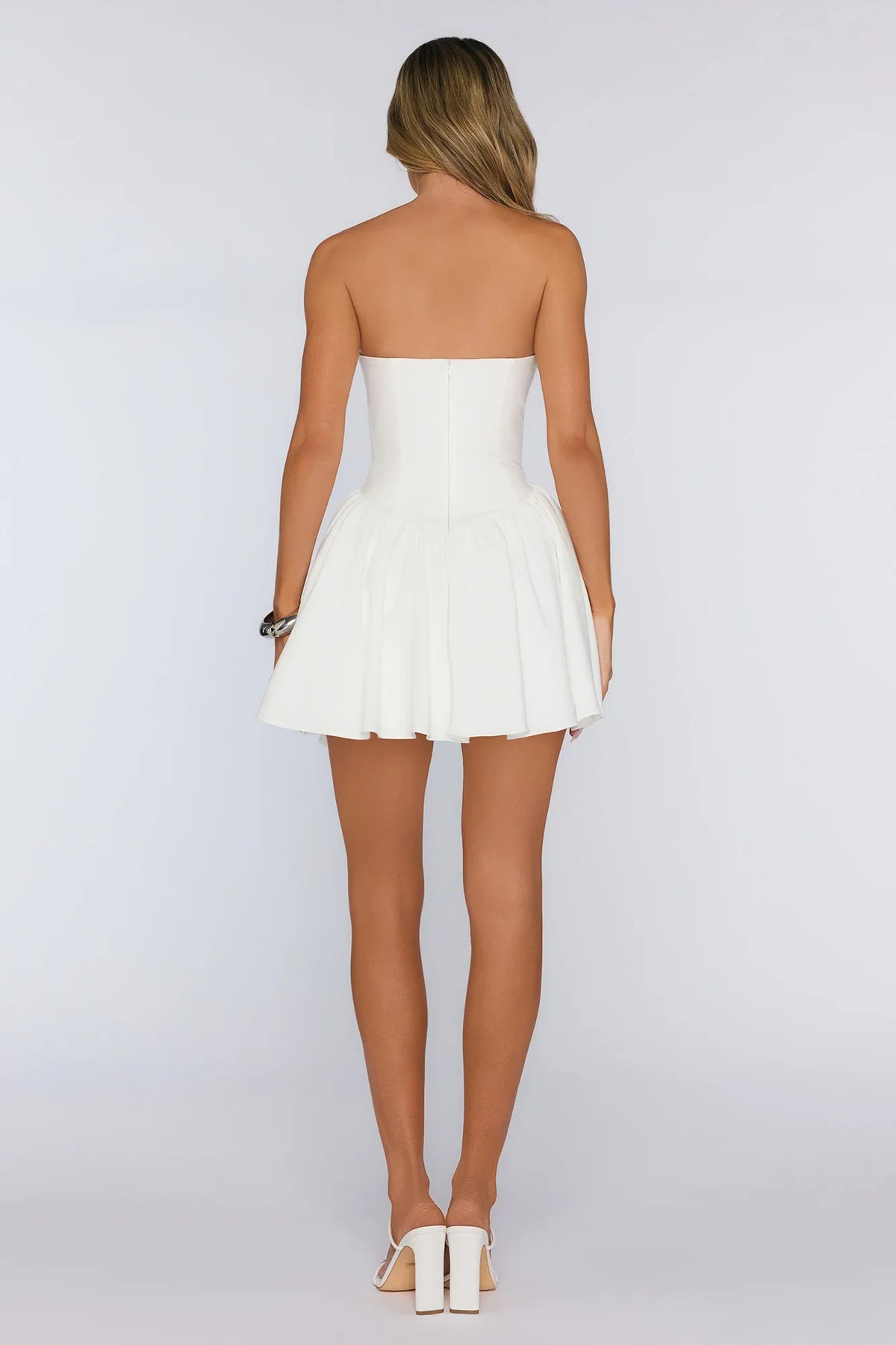 Mysterious Rose Strapless Mini Dress White