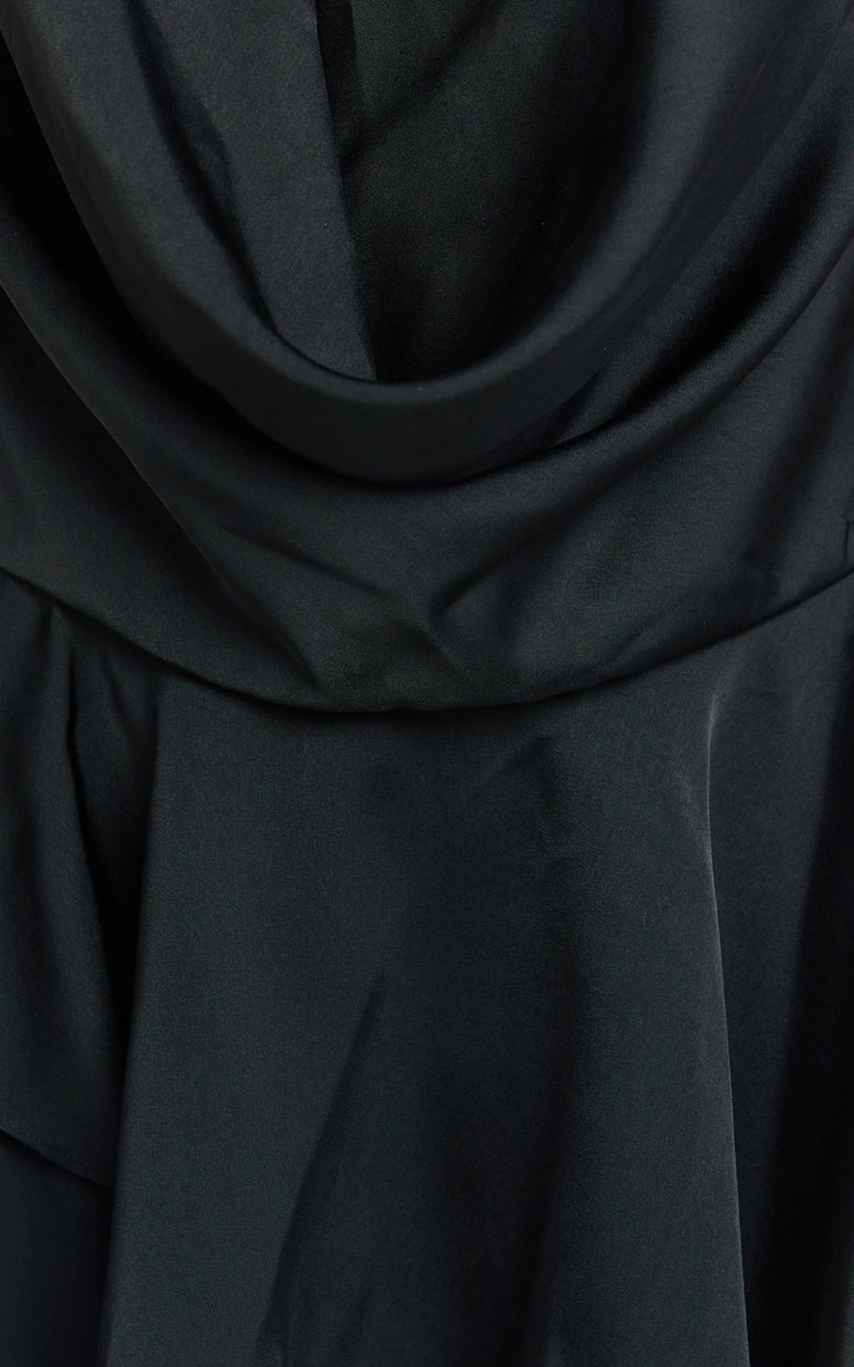 Tanisha Mini Dress - Halter Cowl Neck Asymmetrical Skirt Dress in Black