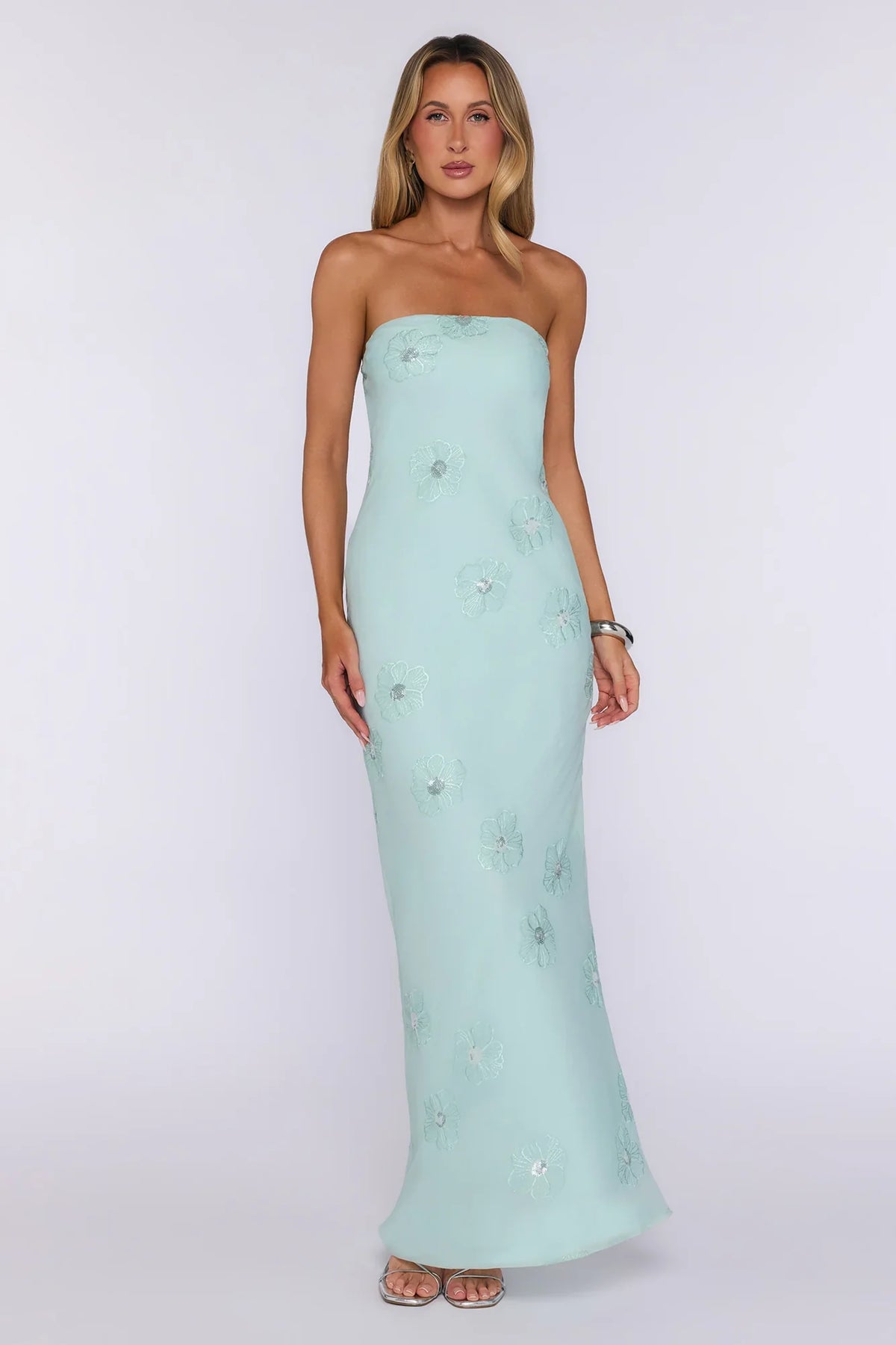 Enchanted Florals Strapless Maxi Dress Sage