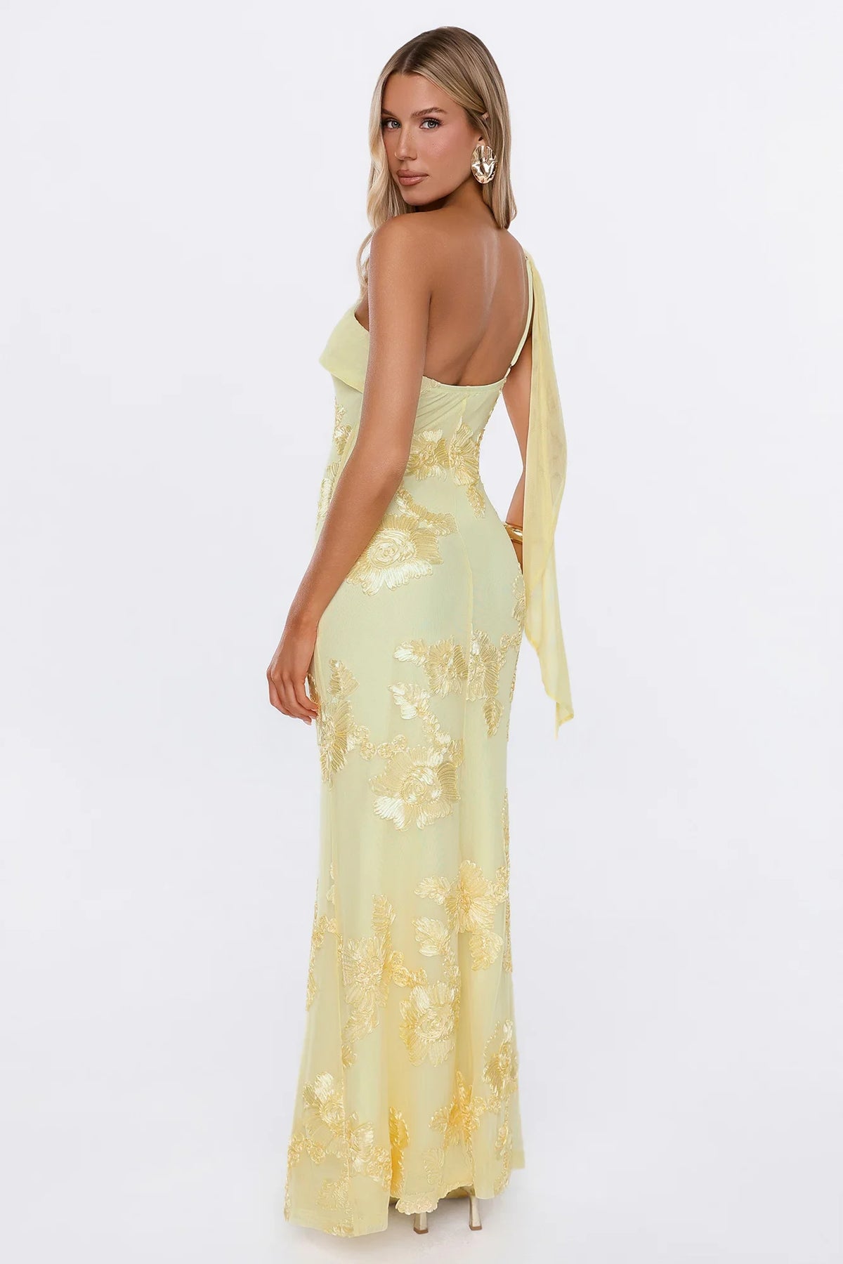 It Girl Energy One Shoulder Maxi Dress Yellow