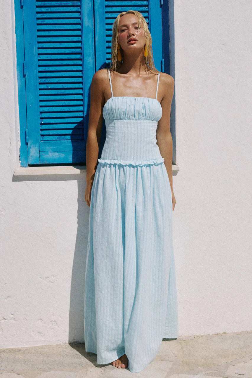 KEILY SQUARE NECK MAXI DRESS - BLUE