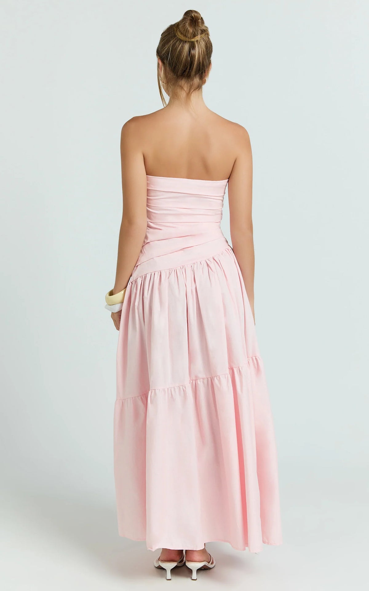 Cora Midi Dress - Strapless Dress in Pink