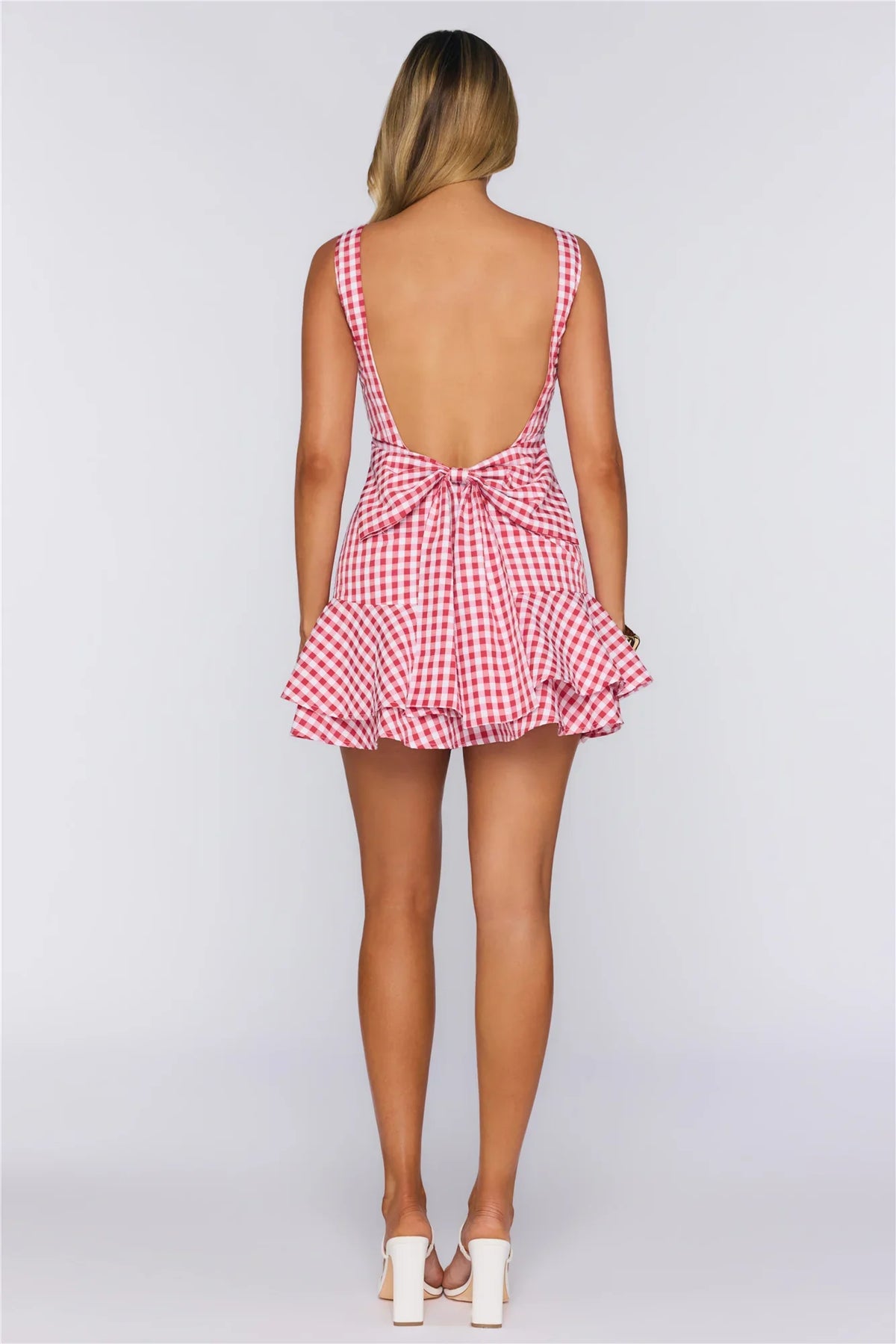Polished Picnic Gingham Mini Dress Red