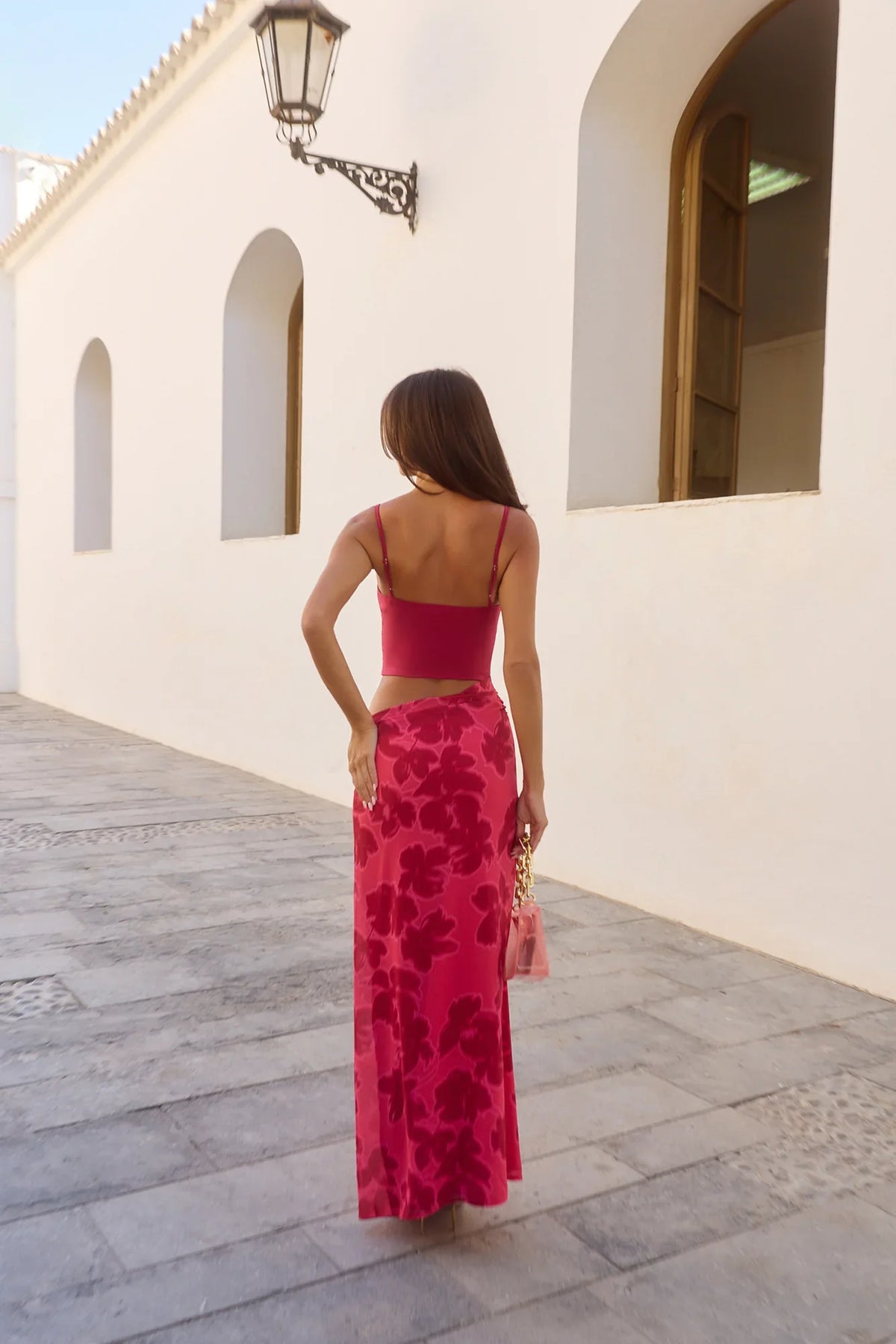 Blushing Petal Maxi Dress Red