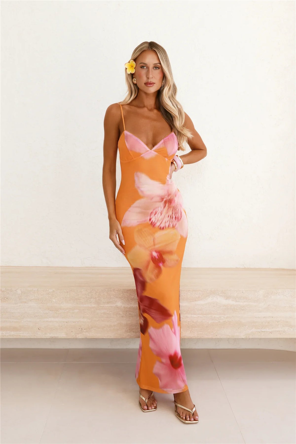 Sunset Sangria Mesh Maxi Dress Orange