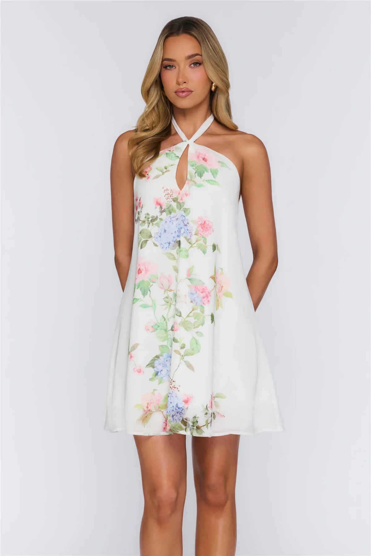 Playful Day Halter Mini Dress Floral