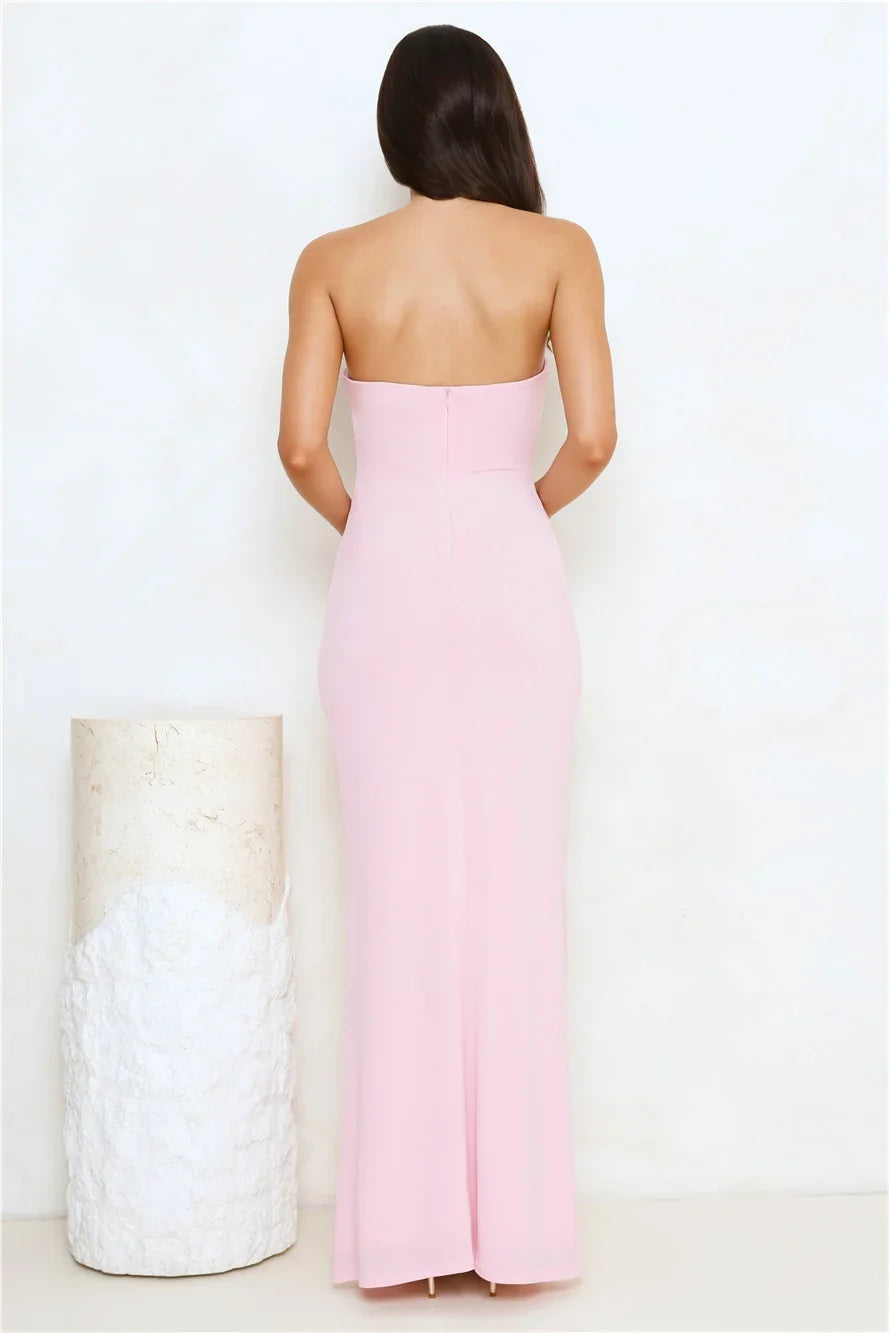 Seashore Dreaming Strapless Maxi Dress Pink